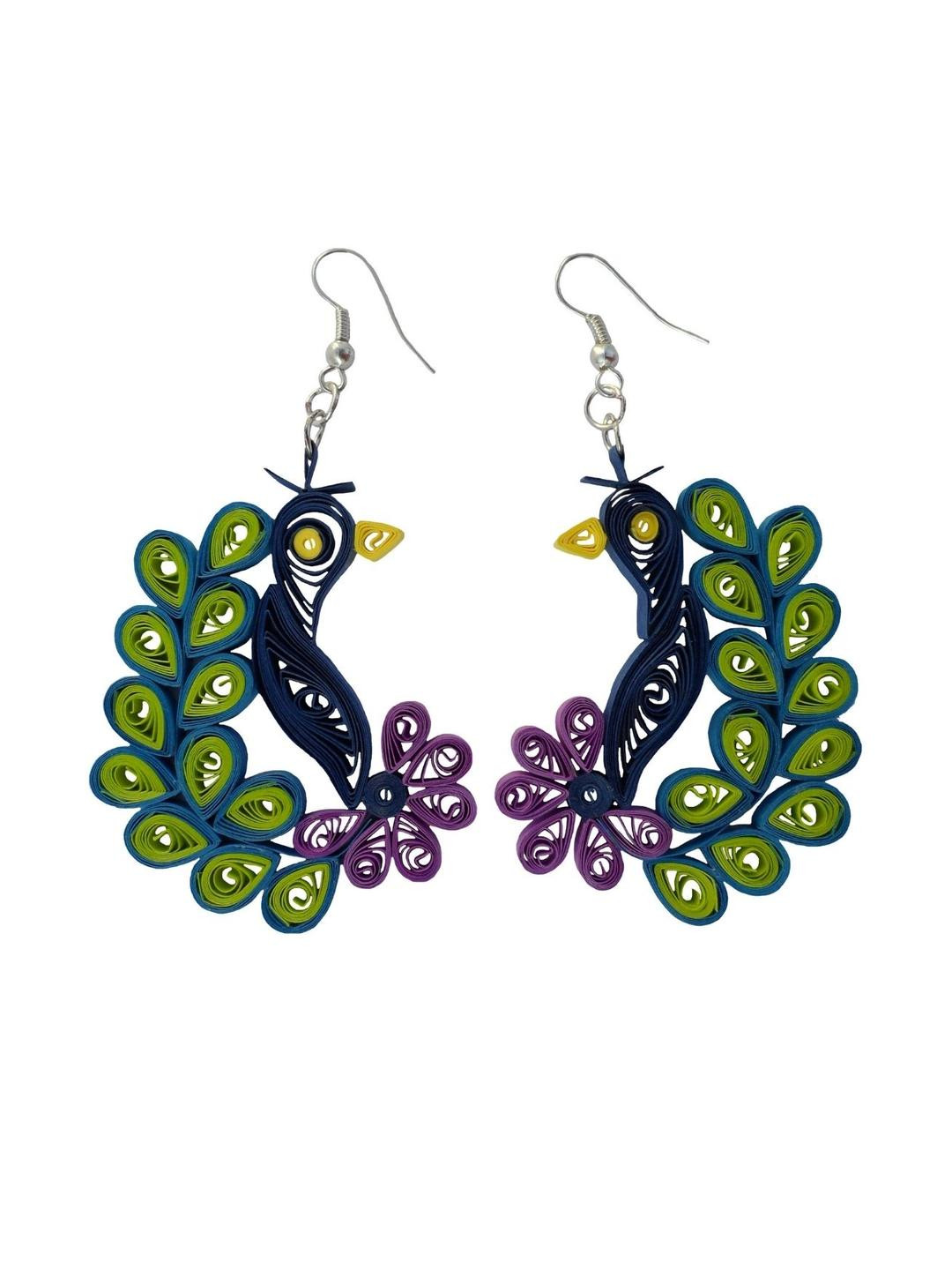 Designers Collection Green Classic Wood Drop Earrings