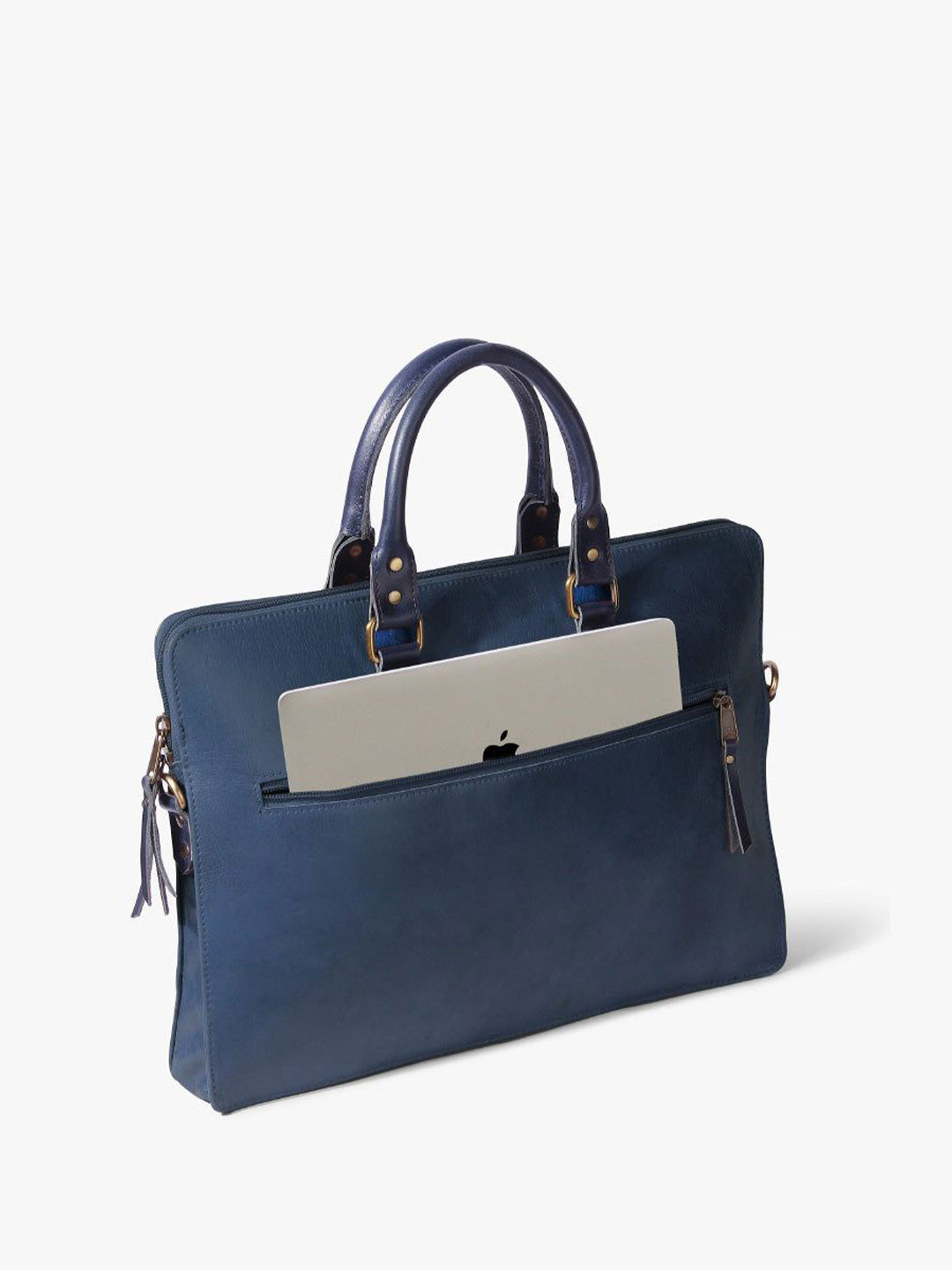 the leather warehouse Unisex Leather Two Handles Laptop Bag