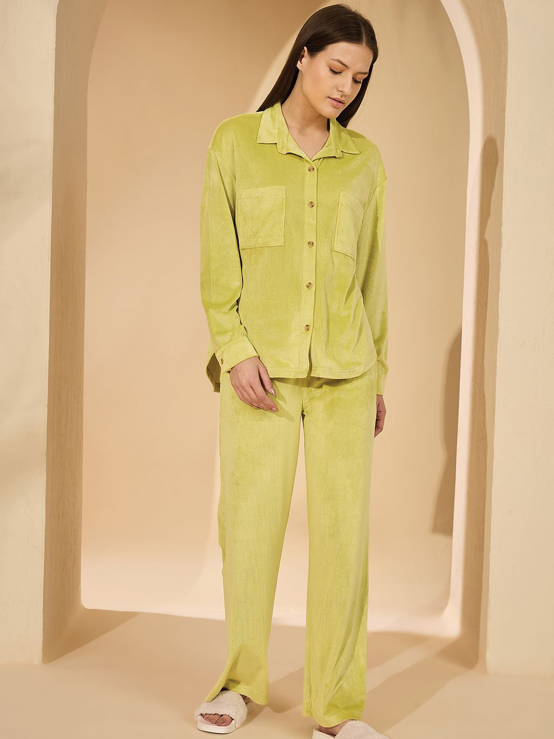 Sweet Dreams Women Shirt Collar Night suit