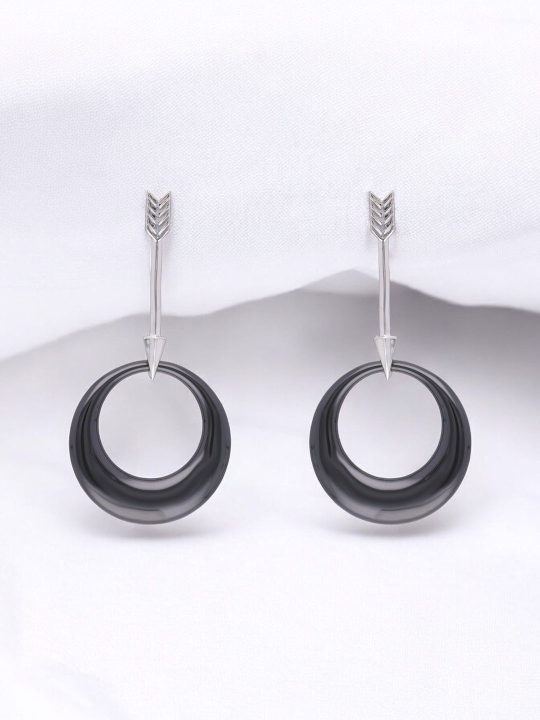 Crash.Club By CKC Silver-Plated Zircon Studded Circular Shapped Drop Earrings