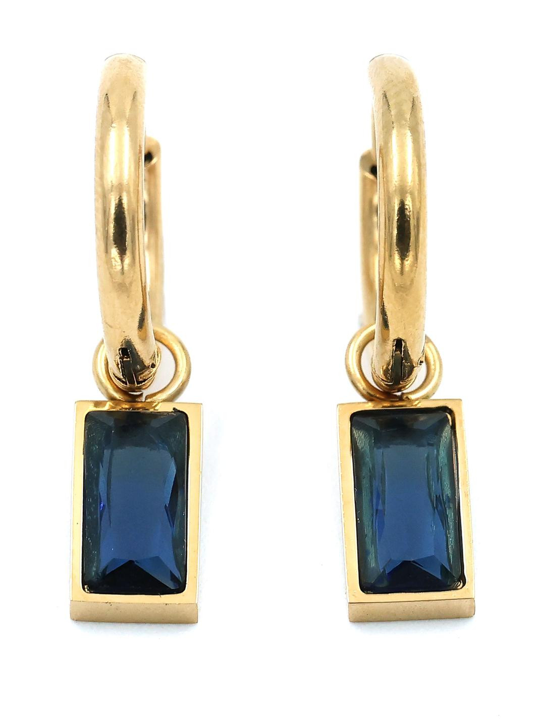 LOLO LePA 18k Gold Plated Stainless Steel Macie Blue Drop Hoops Earrings