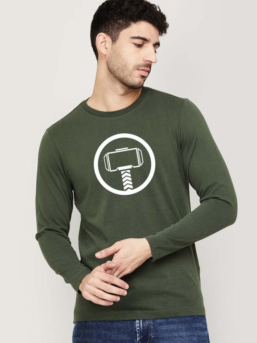 Organic Chics Men Thor Bio Finish Graphic Printed Round Neck Cotton T-shirt