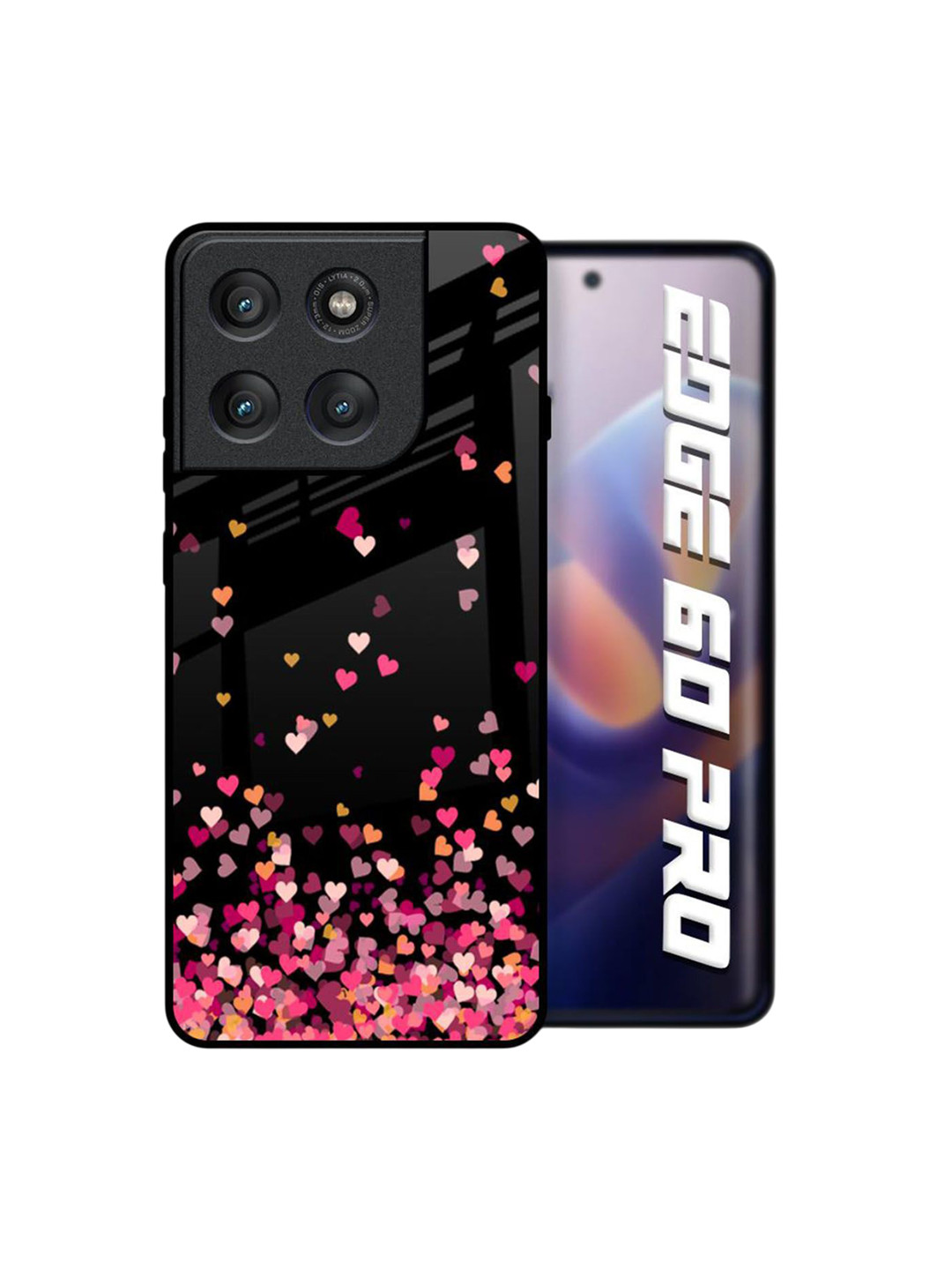 QRIOH Unisex Motorola Edge 60 Pro Quirky Heart Rain Fall Shockproof Glass Back Case