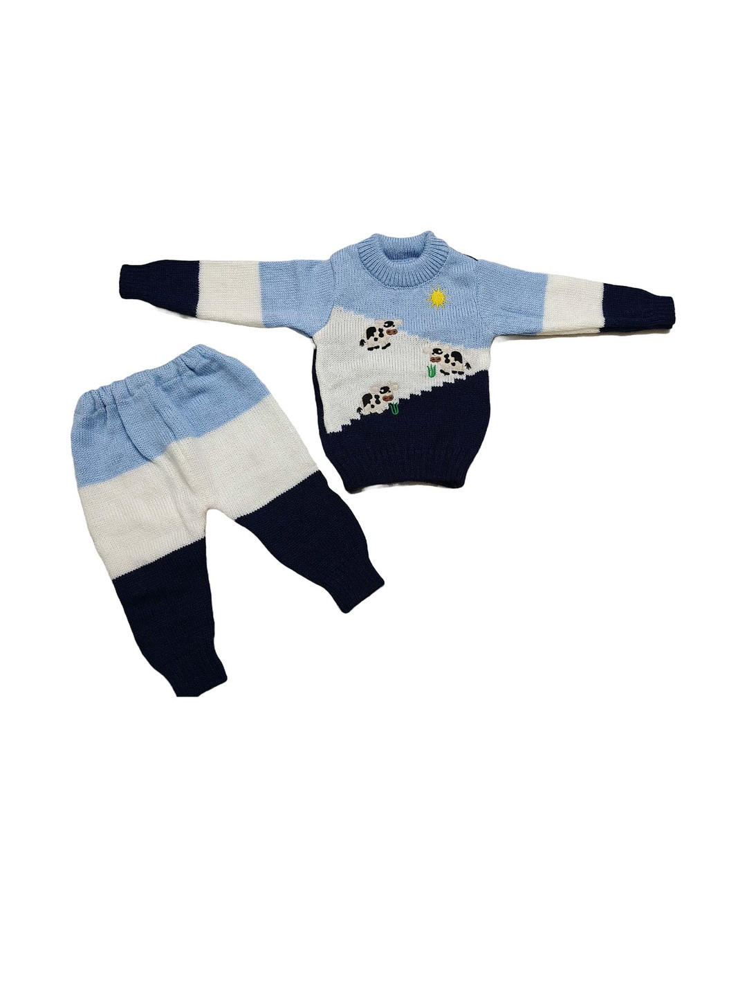Cute Collection Unisex Kids Striped Woolen Sweaters With Pyjama
