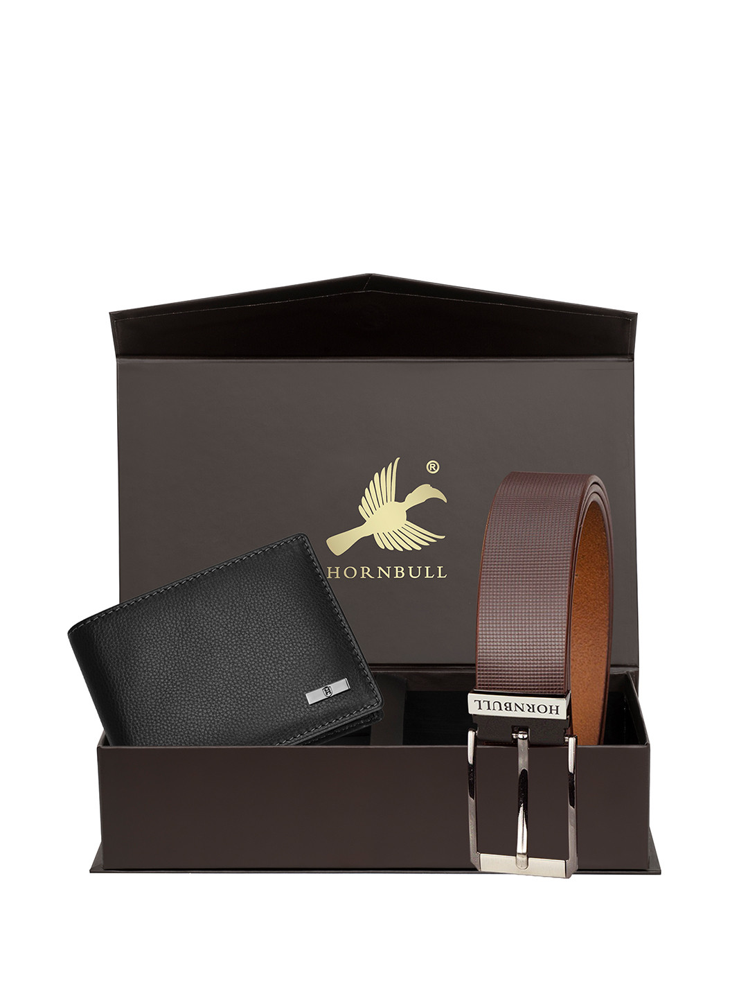 Hornbull Maddison Leather RFID Protected Black Wallet & Belt Accessory Gift Set
