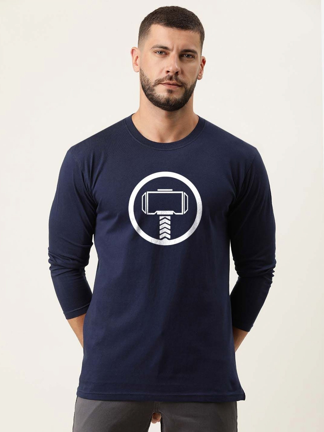Organic Chics Men Thor Bio Finish Graphic Printed Round Neck Cotton T-shirt