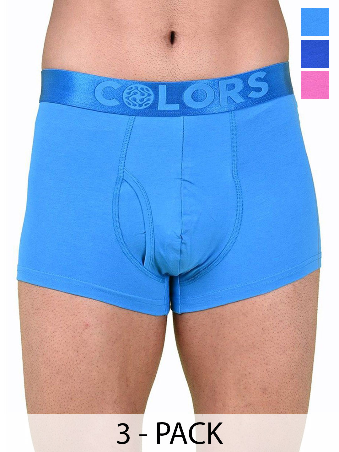 COLORS by Rupa Frontline Me Pack Of 3 Short Trunks 1001-DBL-ElBL-PhPnk