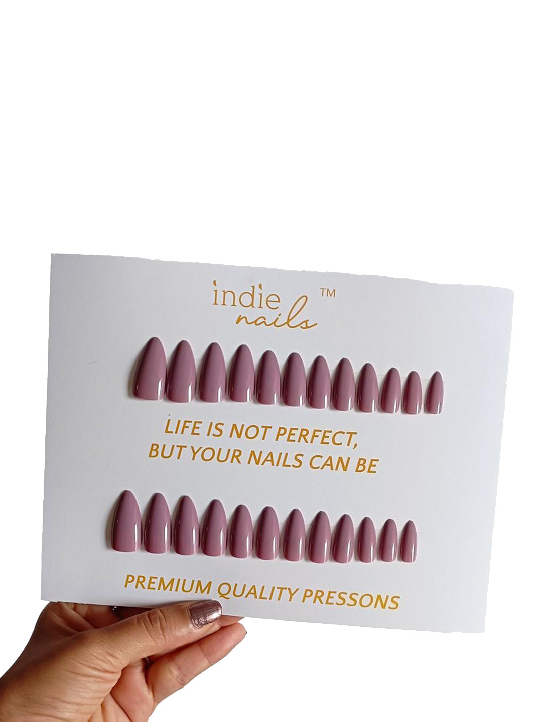 Indie Nails Set Of 24 Reusable Press-On Nails Kit - Brown