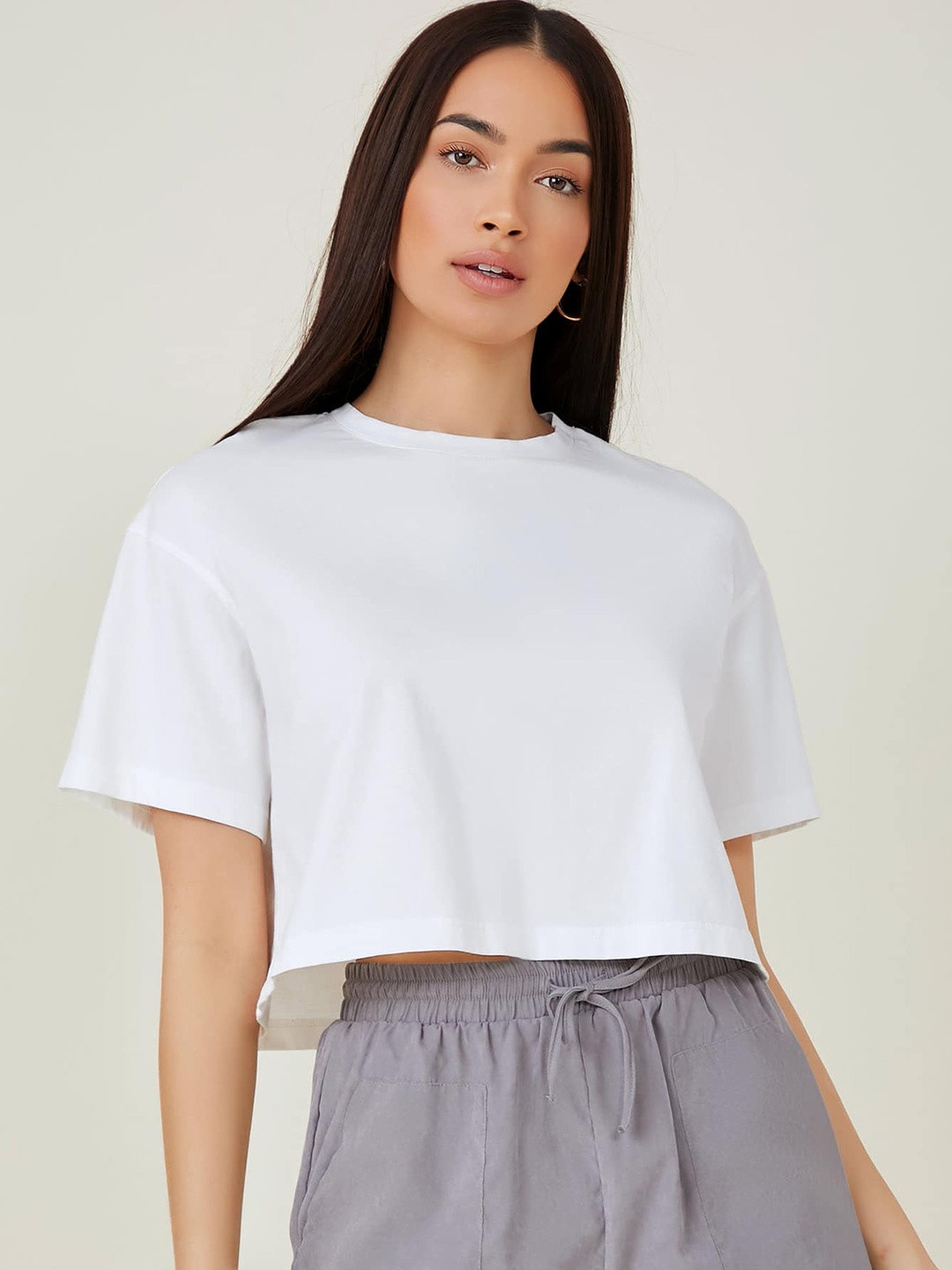 CORSICA Women Solid Basic Oversized Crop Top