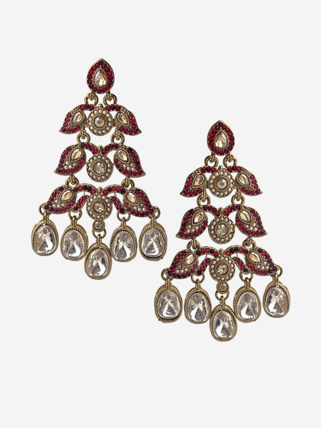 BFC - BUY FOR CHANGE Gold-Plated Kundan & Stone Studded Chandbalis Earrings