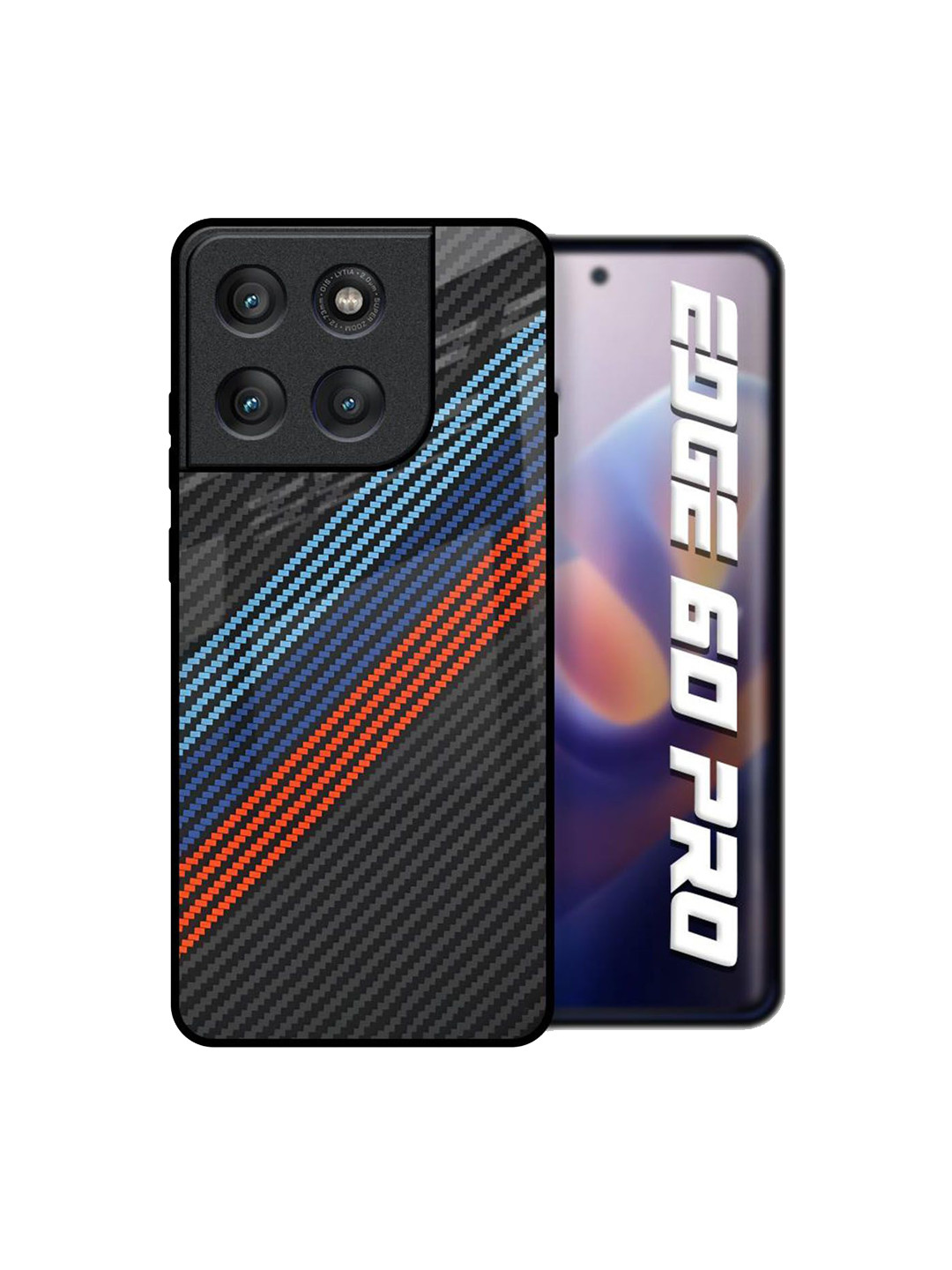 QRIOH Unisex Motorola Edge 60 Pro Abstract Carbon Inspired Shockproof Glass Back Case