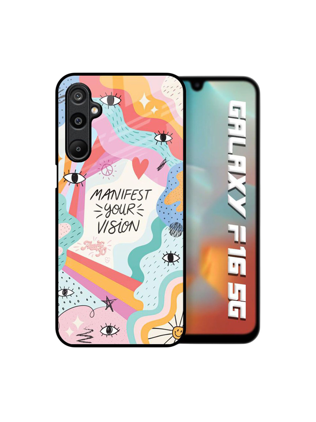 QRIOH Unisex Samsung Galaxy F16 5G Quirky Vision Manifest Shockproof Glass Back Case