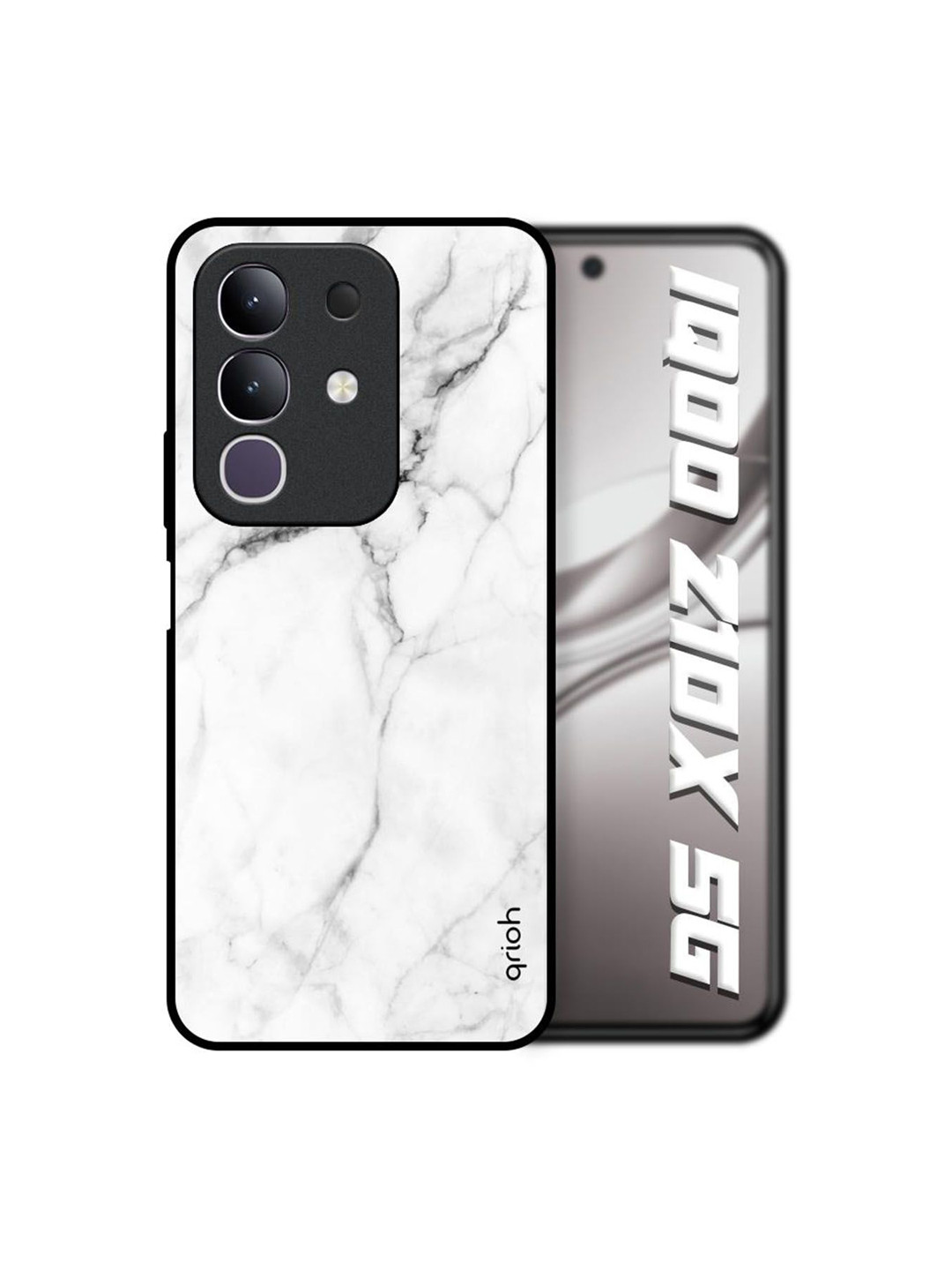 QRIOH Unisex IQOO Z10x 5G Abstract Modern Marble Shockproof Glass Back Case