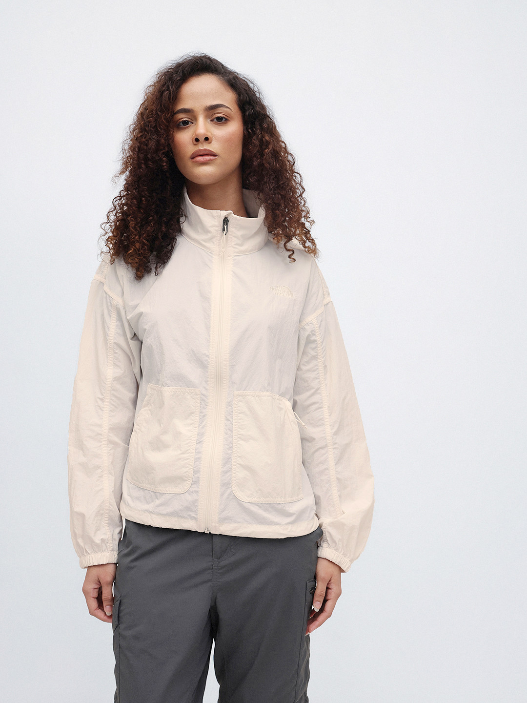 The North Face Windcheater Mock Collar UPF Semi-Sheer Tailored Jacket with Toggle Hem