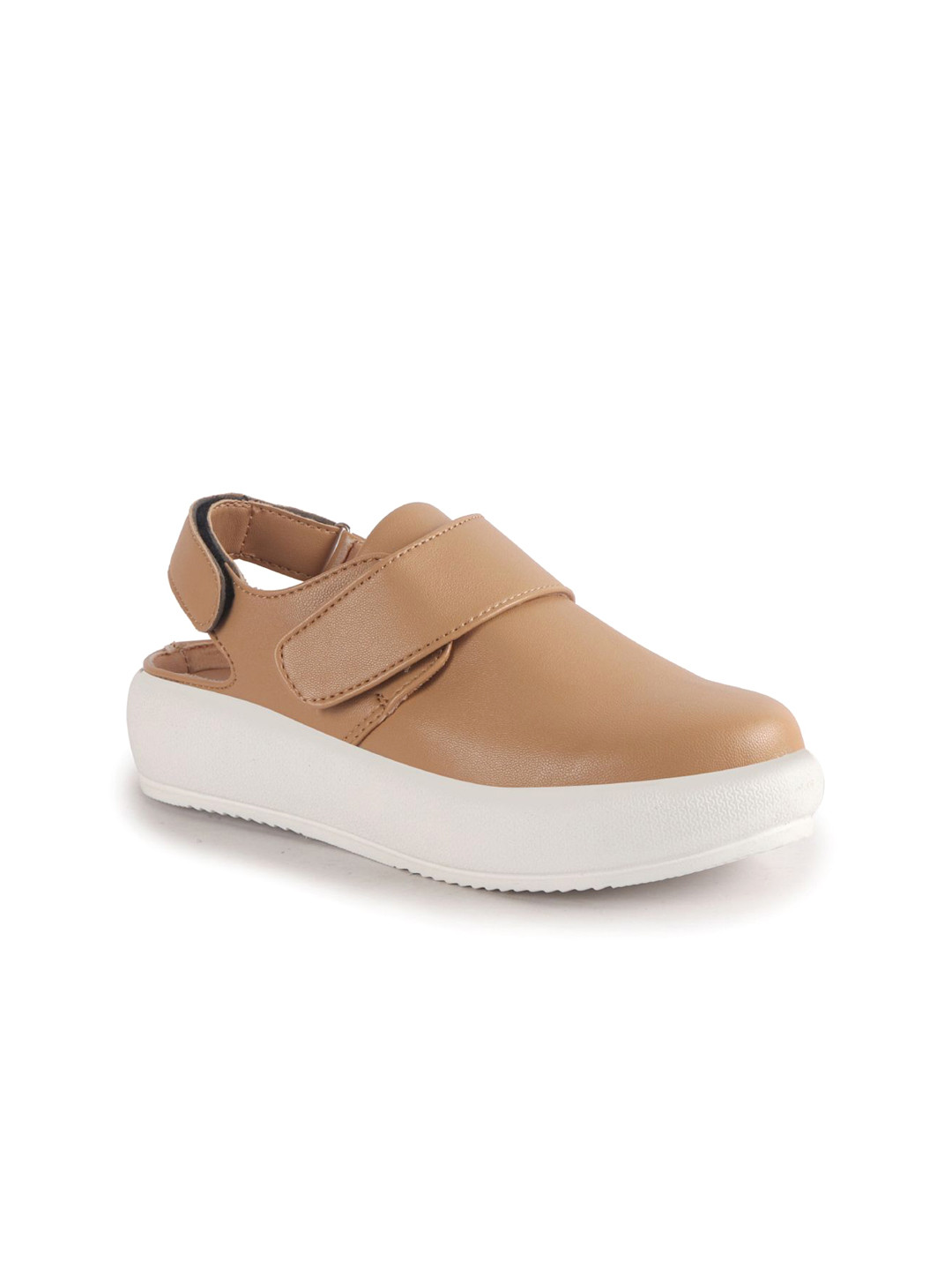 FAUSTO Women Textured Velcro Lightweight Slingback Flats