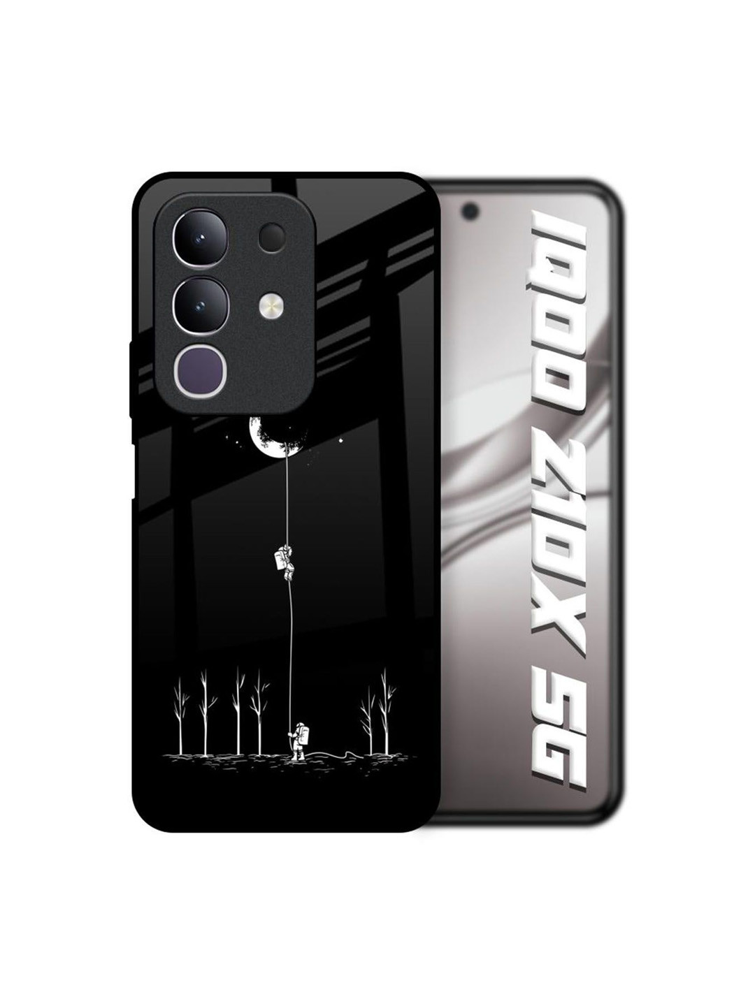 QRIOH Unisex IQOO Z10x 5G Quirky Catch the Moon Shockproof Real Glass Back Case