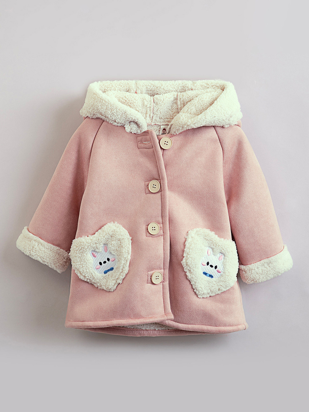 Hopscotch Bunny Applique Hooded Long Coat