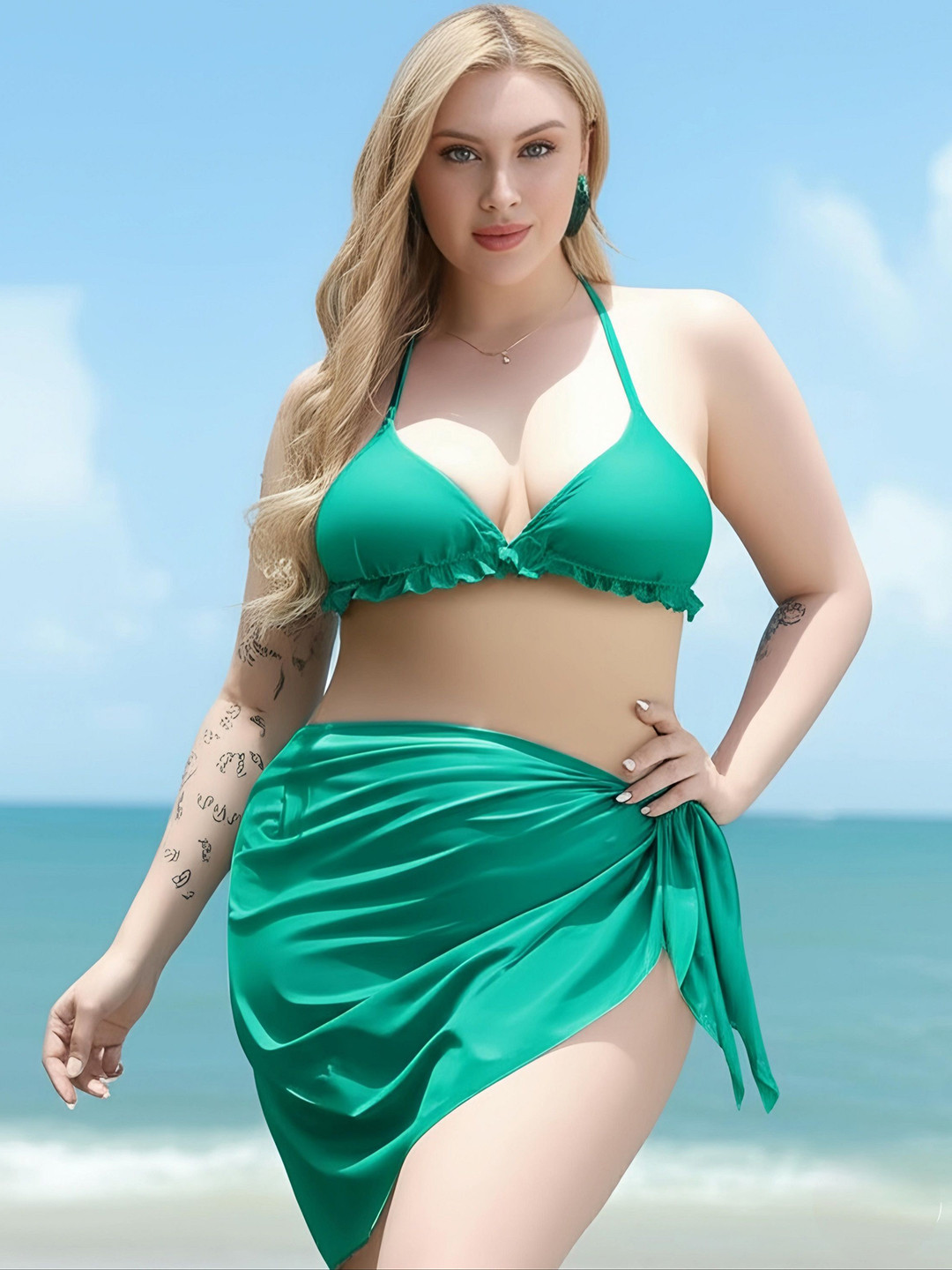 WOMAN IN YOU Women Glossy Shimmer Beach Pareo Cover Up Partywear Sarong