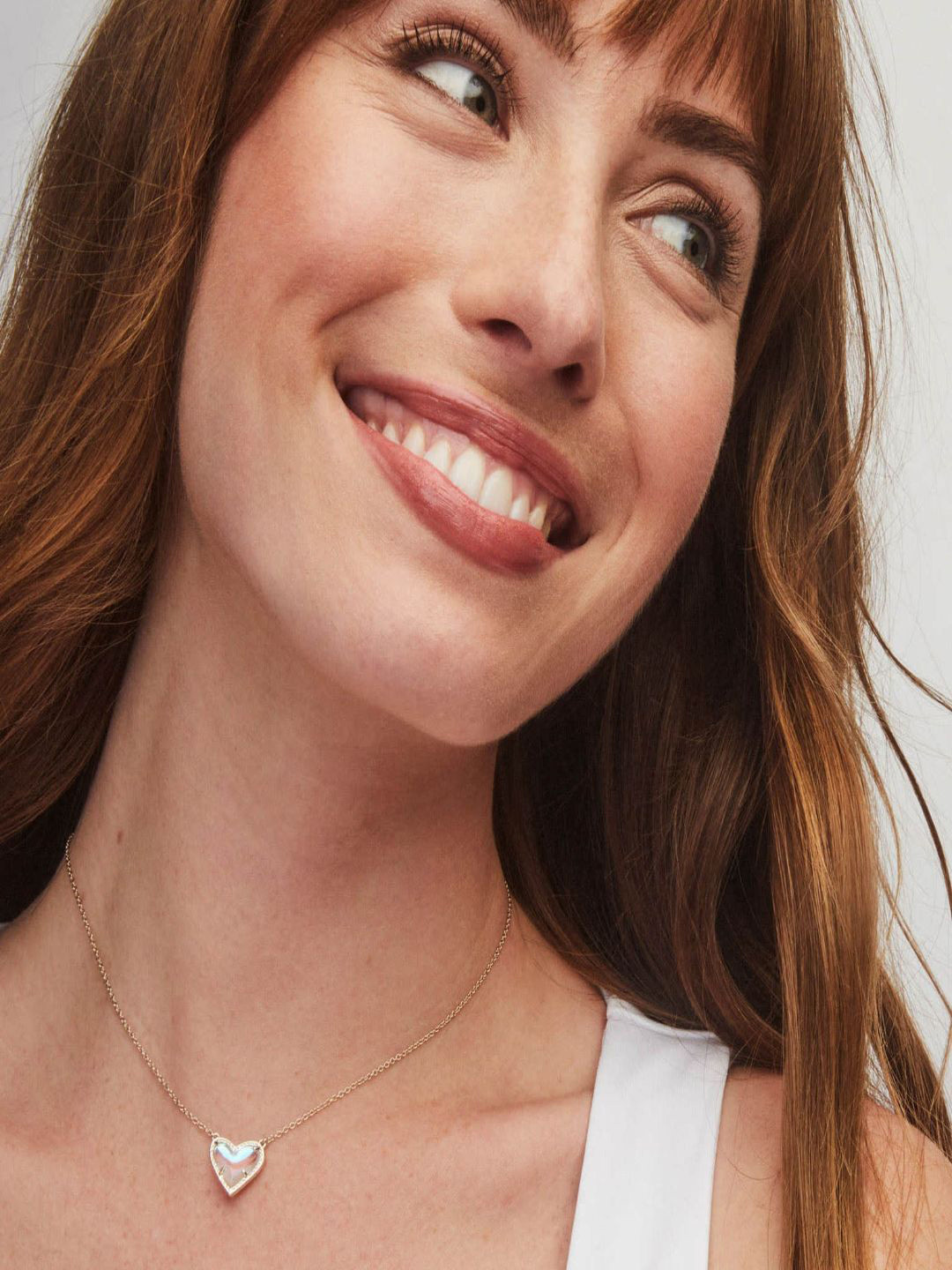 AQUASTREET 18K Gold Plated Waterproof Anti-Tarnish White Enamel Heart Pendant Necklace