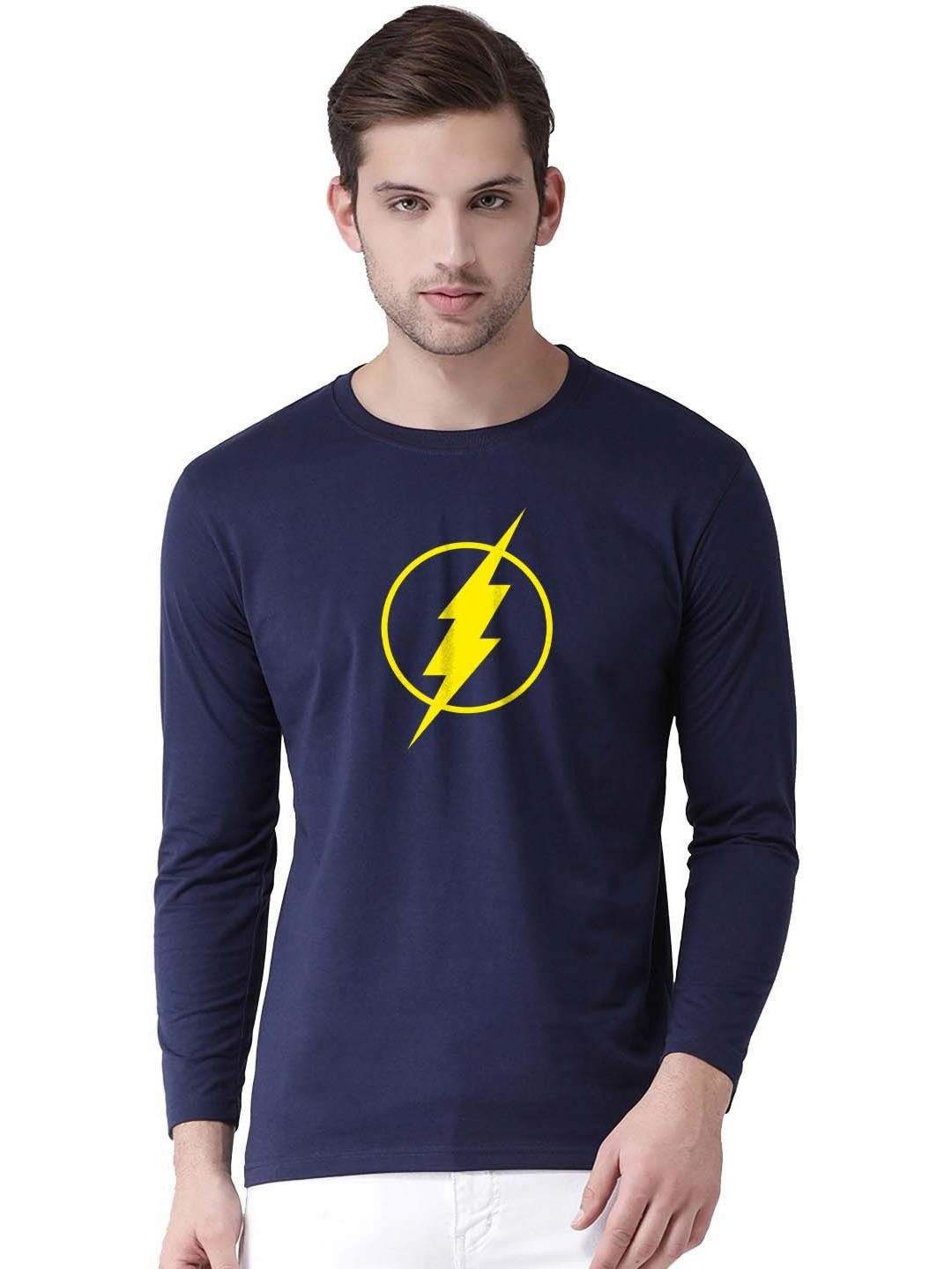 Organic Chics Men Flash Bio Finish Graphic Printed Round Neck Cotton T-shirt