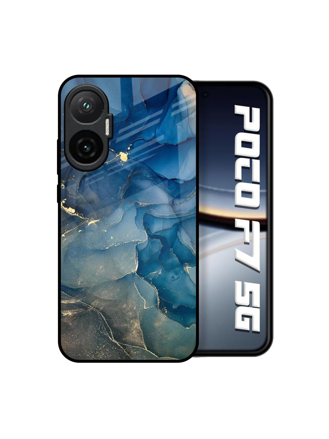 QRIOH Unisex Poco F7 5G Abstract Cool Marble Shockproof Real Glass Back Case