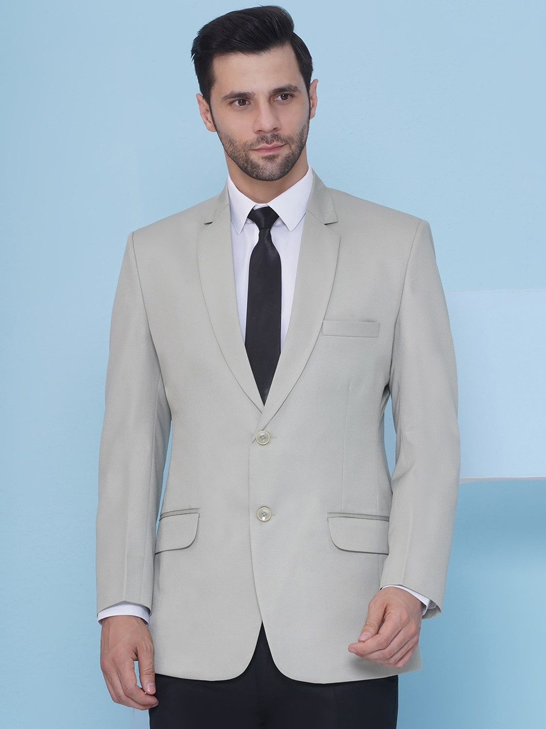 FAVOROSKI Men Formal Rayon Slim Fit Solid Tuxedo Blazer in Shawl Collar with 2 Pockets