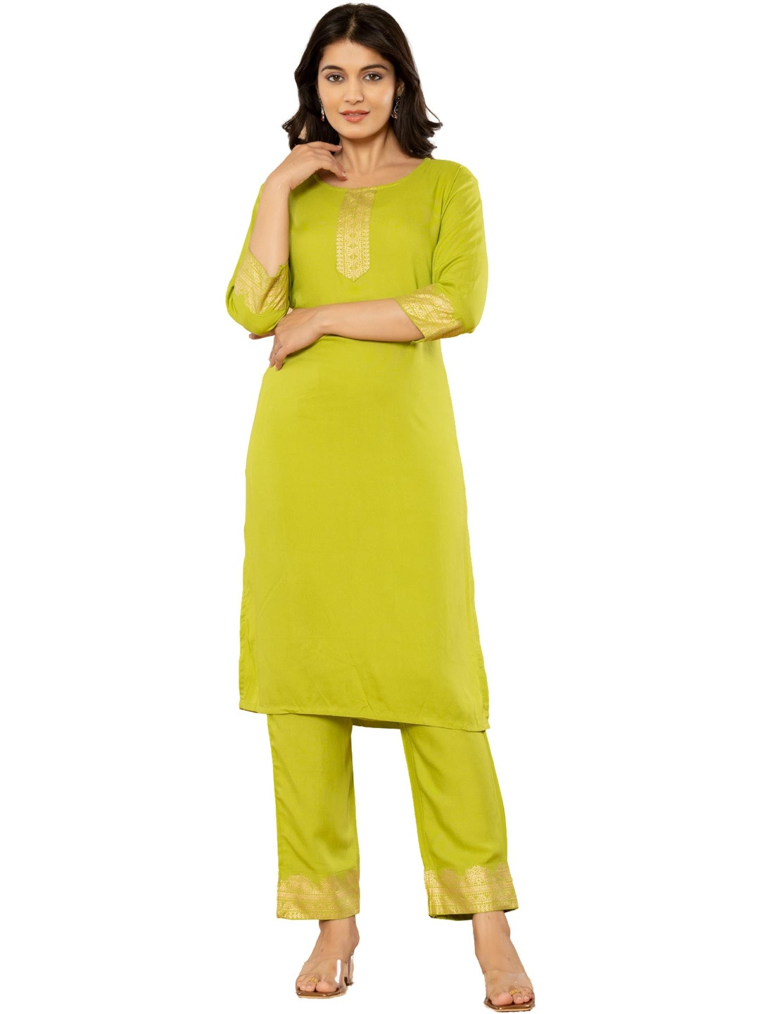 PUSHPRAJ FASHION Womens Designer Kurta Set  Stylish Embroidered Kurti with Matching Pants  Ideal for Wedding & Festive Occasions (in, Alpha, L, Green)