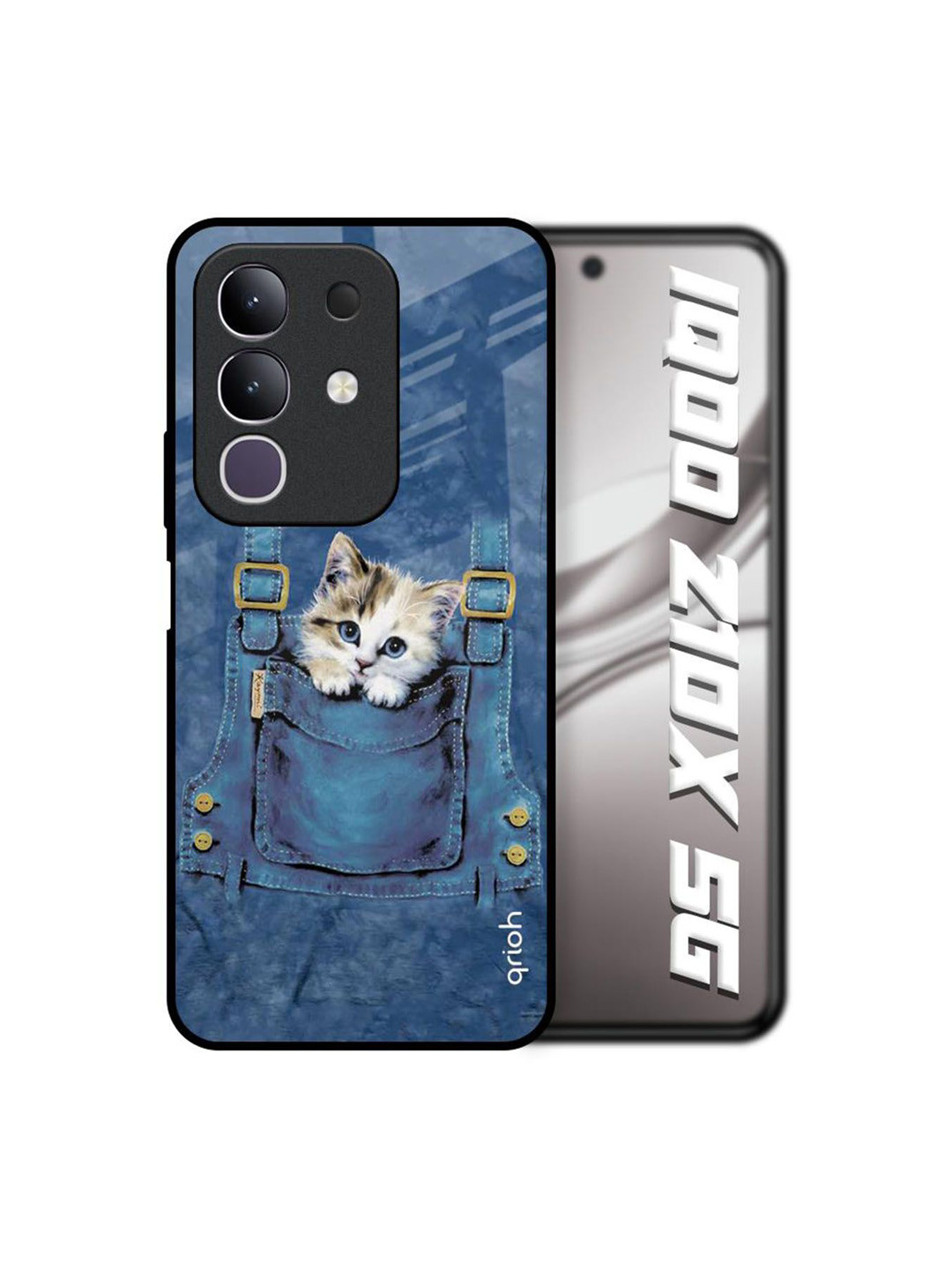 QRIOH Unisex IQOO Z10x 5G Quirky Kitty In Pocket Shockproof Glass Back Case