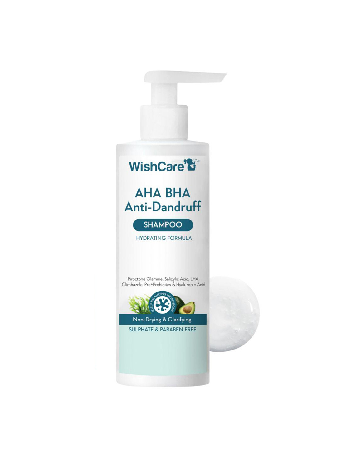 WishCare AHA BHA Hydrating Anti Dandruff Shampoo with Salicylic Acid for Flaky Scalp,250ml