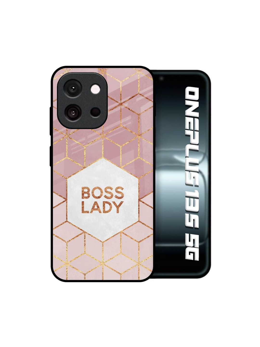 QRIOH Unisex OnePlus 13s 5G Geometric Boss Lady Shockproof Glass Back Case