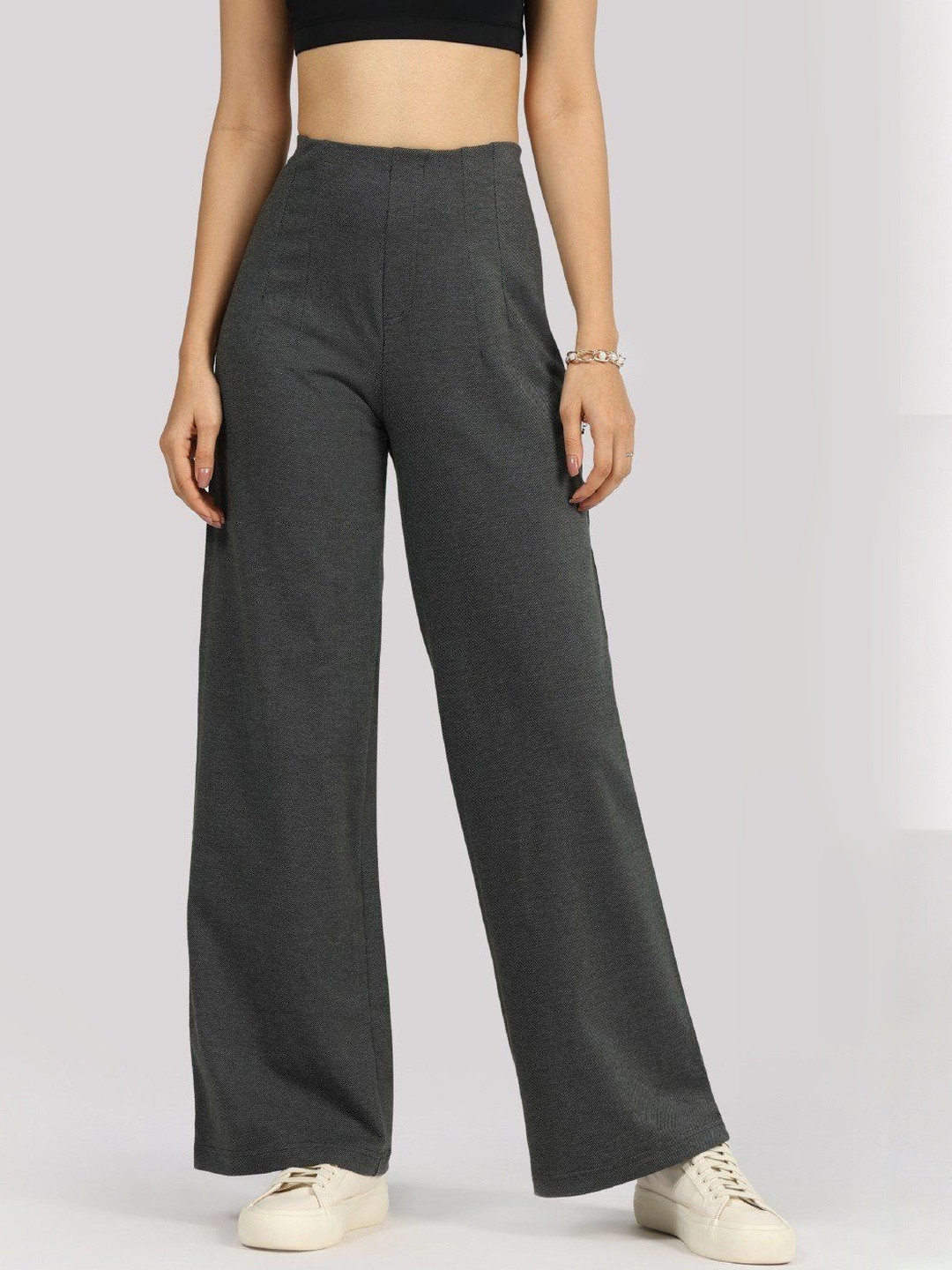 Blissclub Womens Work-To-Wine Twill Wide Darts Regular Trousers