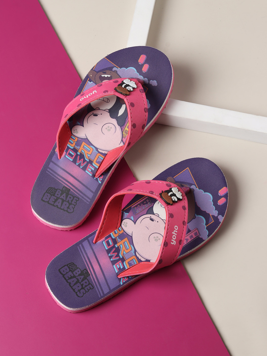 yoho We Bare Bears 004 Kids Printed Thong Flip-Flops