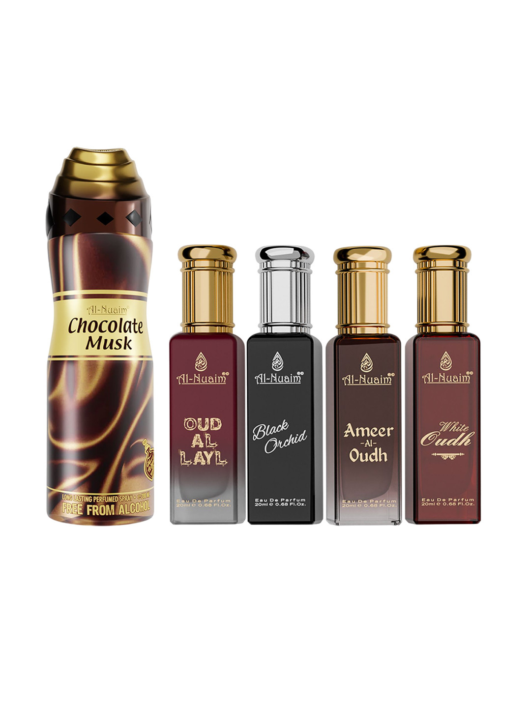 Al-Nuaim Set Of 5 Perfect Eau De Parfum 20ml Each & Chocolate Musk Deodorant 200ml