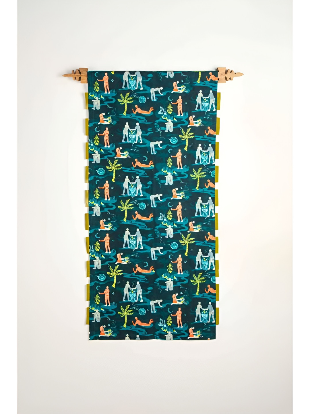 FREEDOM TREE Teal & White Digitally Printed Mango Wooden & fabric Wall Art