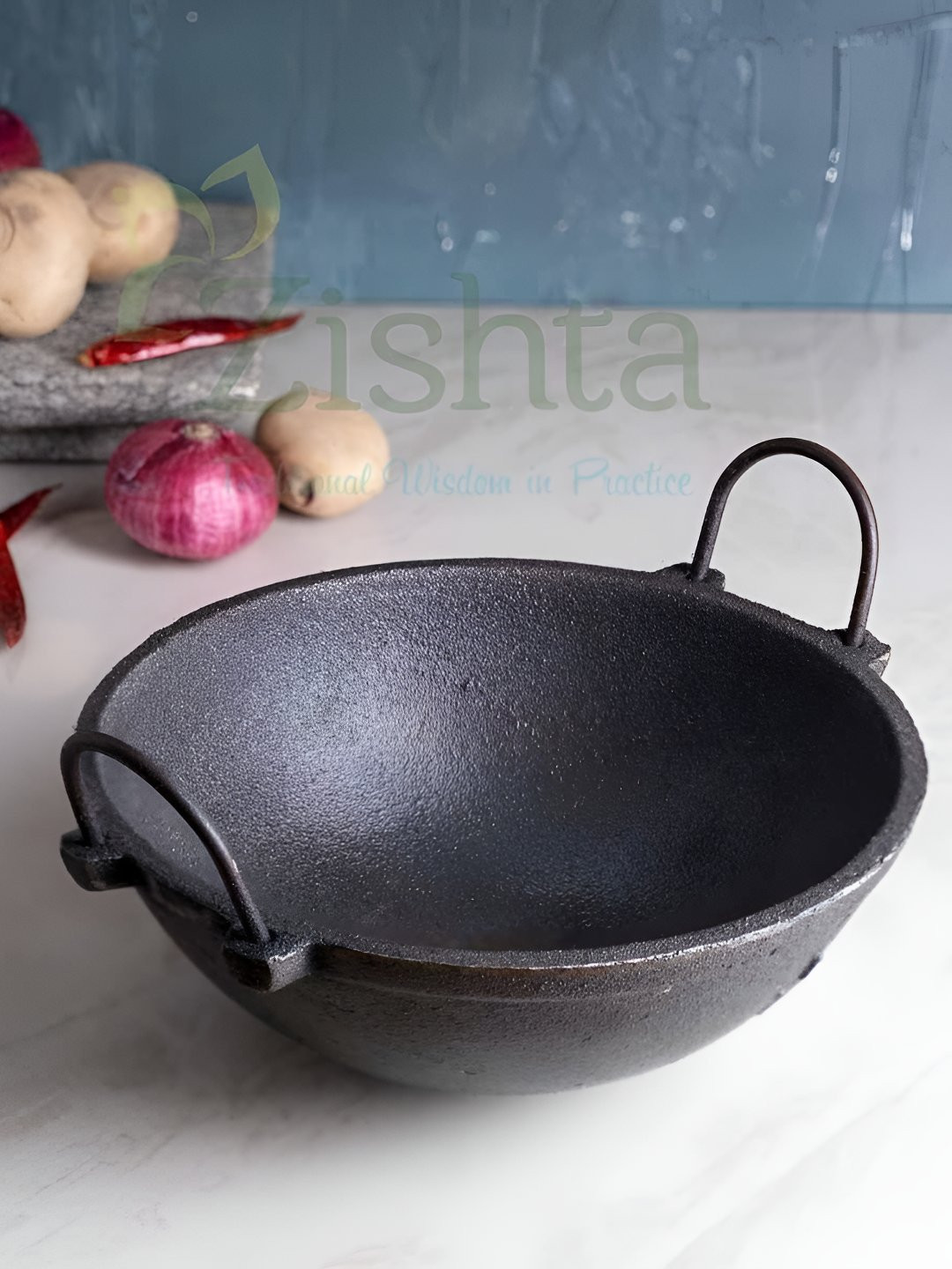 zishta Black Cast Iron Easy to Clean Serving Kadhai