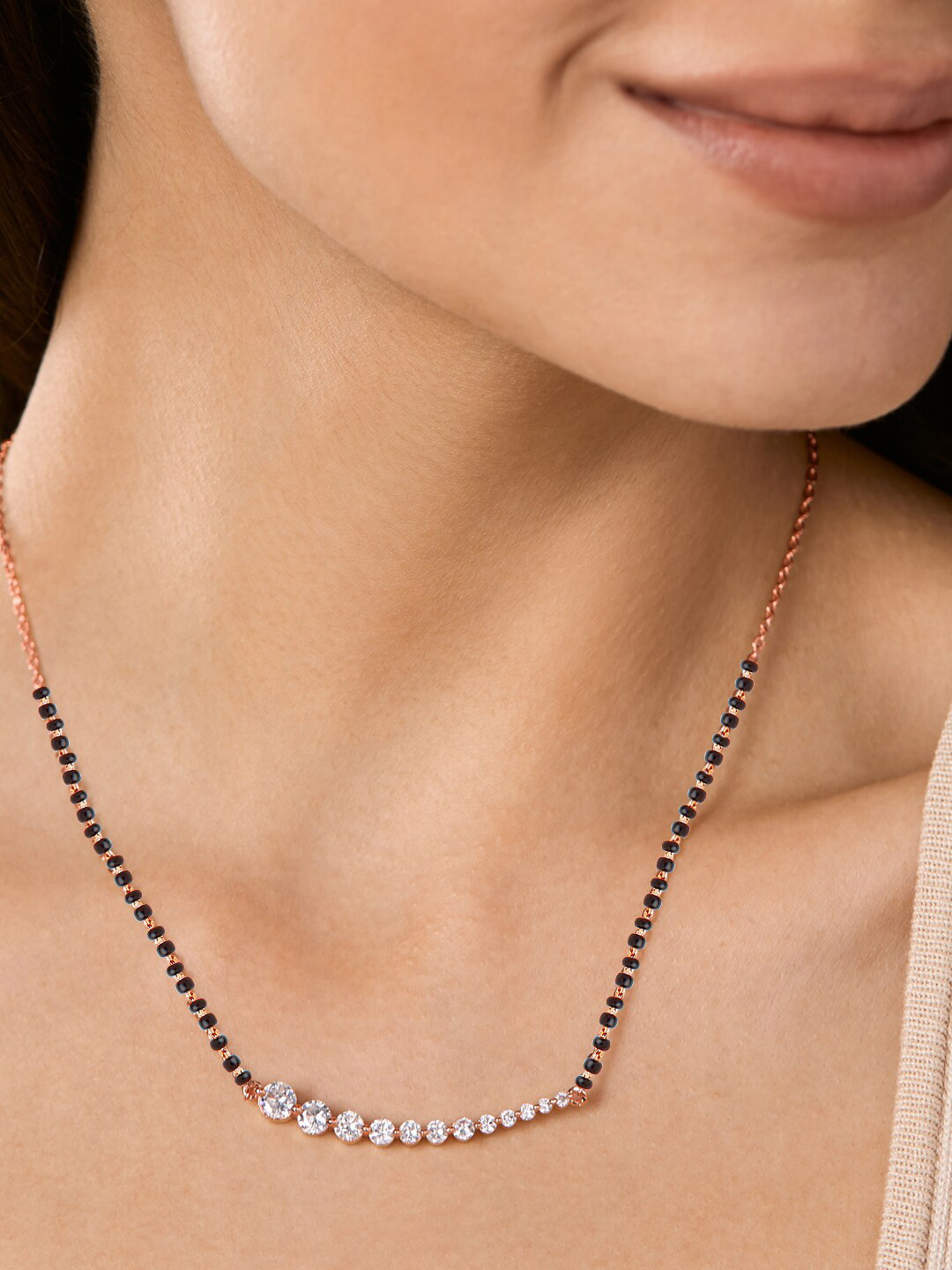 MINUTIAE Rose Gold-Plated Mangalsutra Necklace