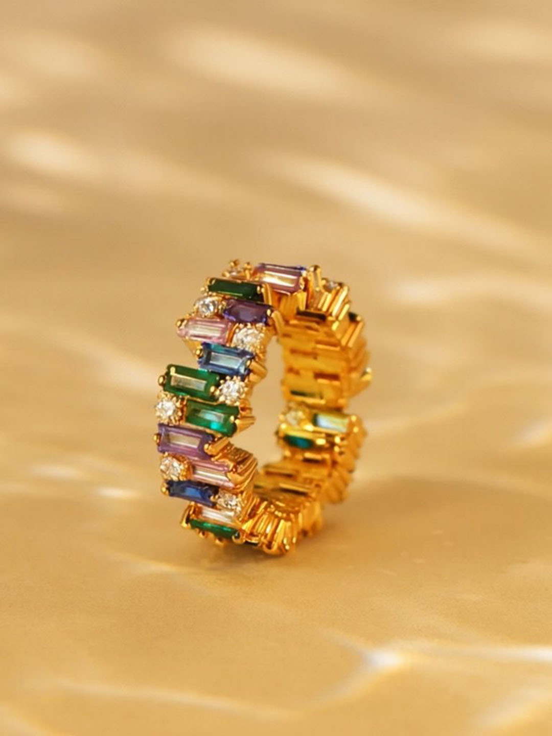 Anushka Jain Jewellery 925 Sterling Silver Cubic Zirconia Studded Mosaic Gem Finger Ring