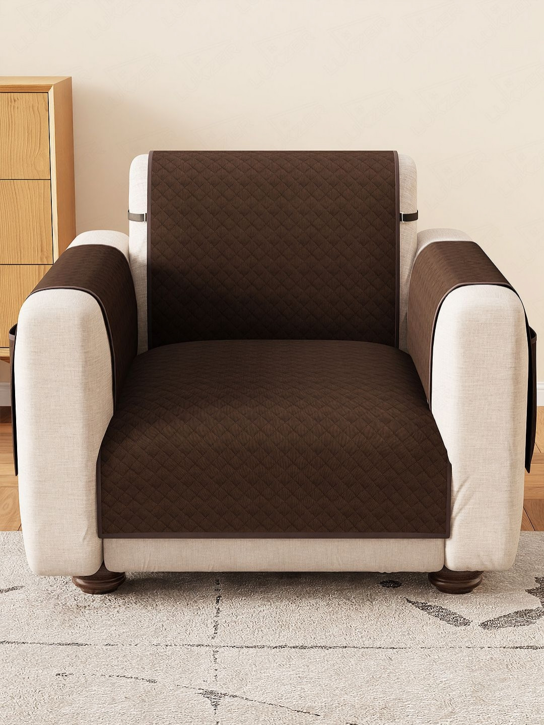 Lukzer Brown Sofa Cover with Arms