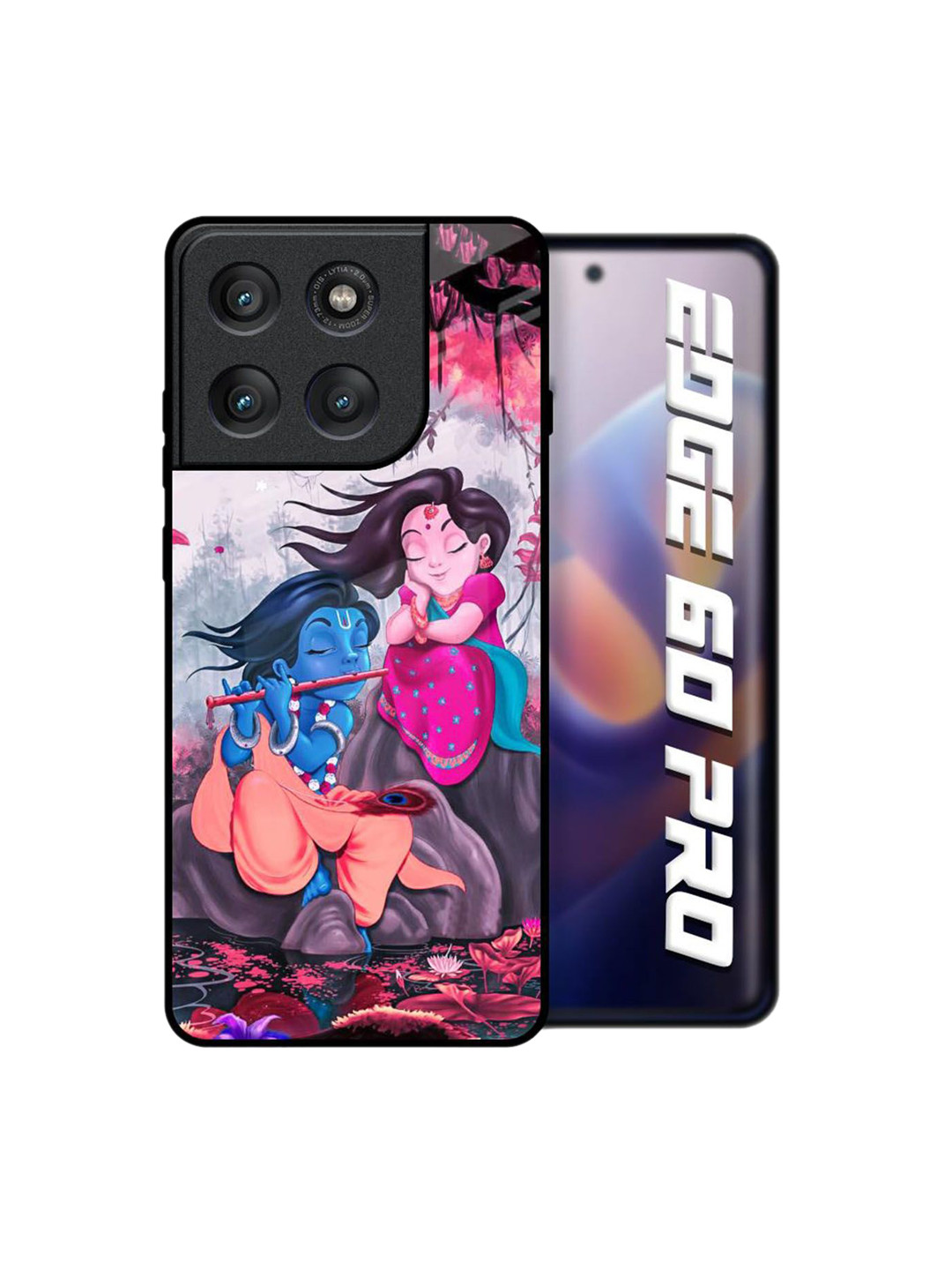 QRIOH Unisex Motorola Edge 60 Pro Quirky Radha Krishna Art Shockproof Real Glass Back Case