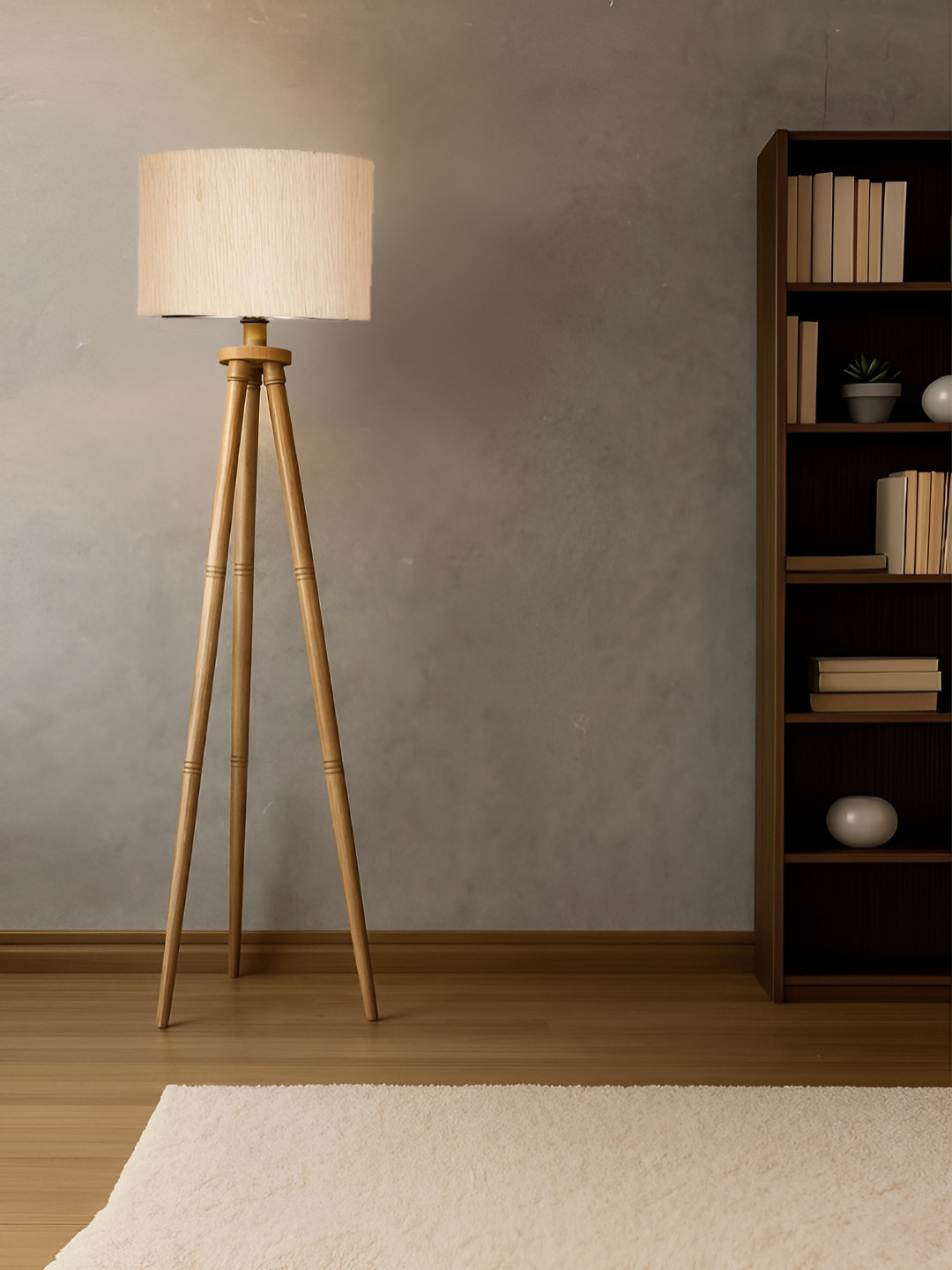 Devansh Unisex Wooden Floor Tripod Lamp