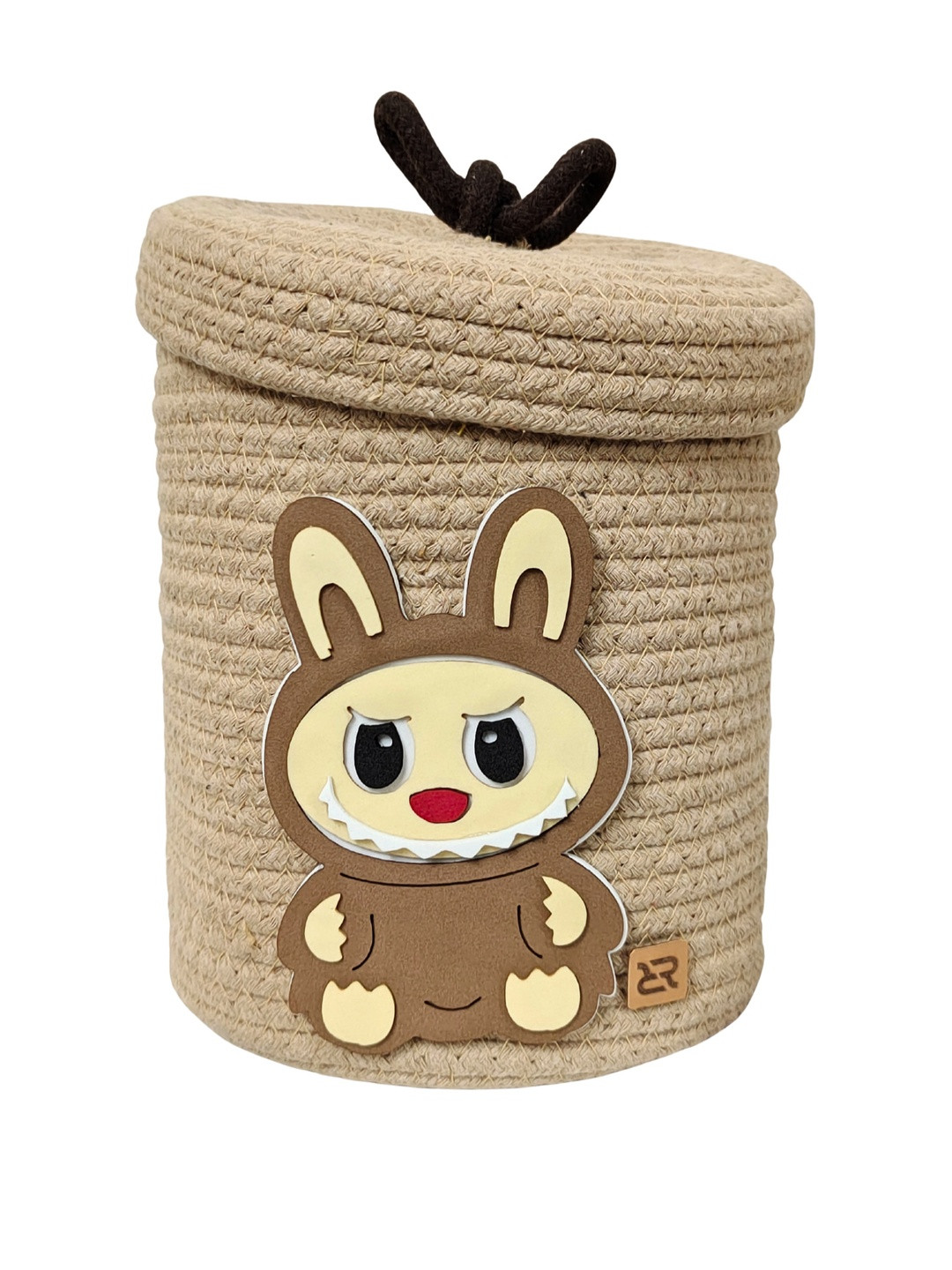 ROUGH ROAD STORE Beige Woven Lid & LABUBU Character Detail Basket