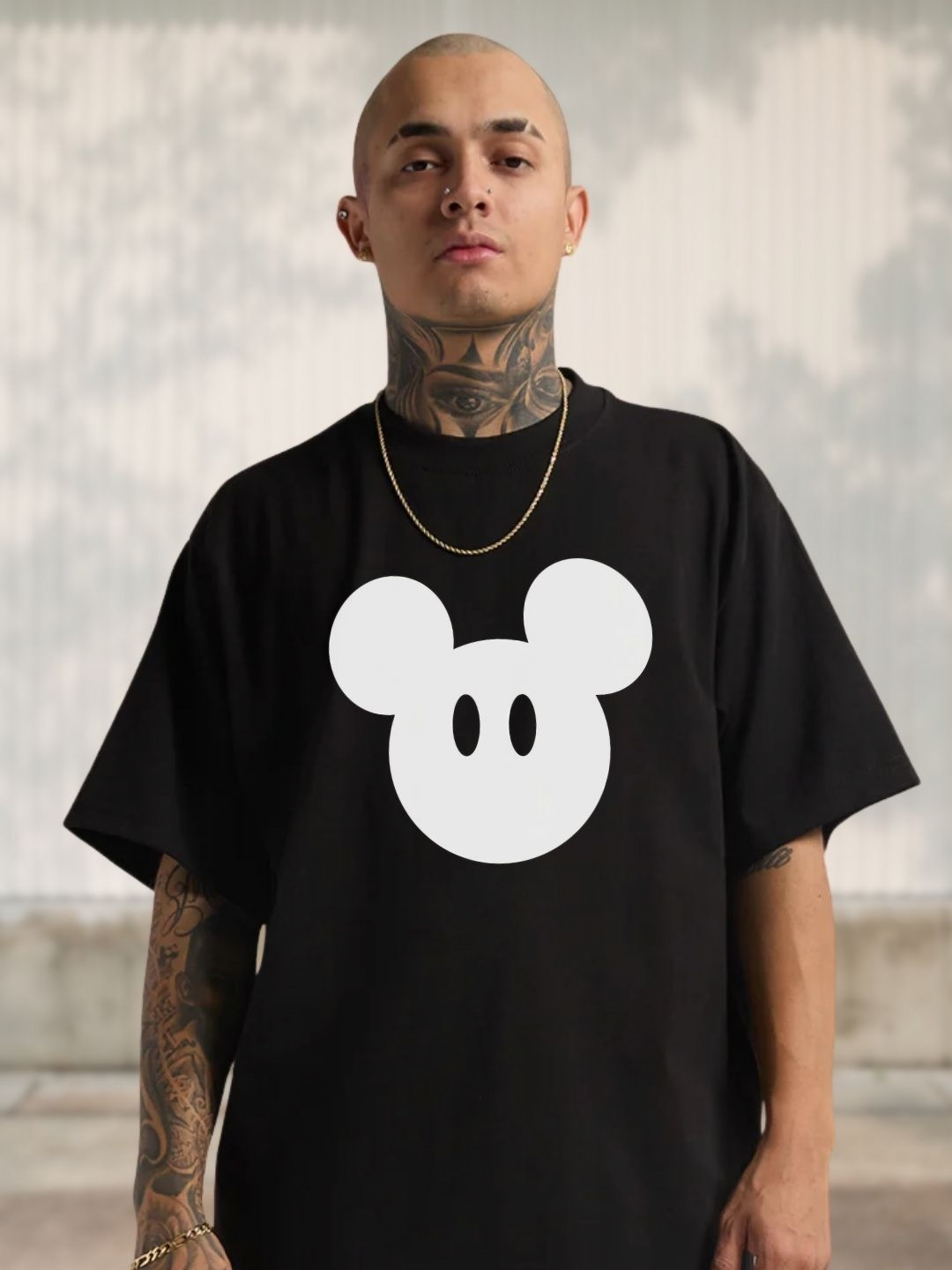 Cool Plus Mikki Men Mickey Mouse Graphic Printed Round Neck Cotton Oversized T-shirt