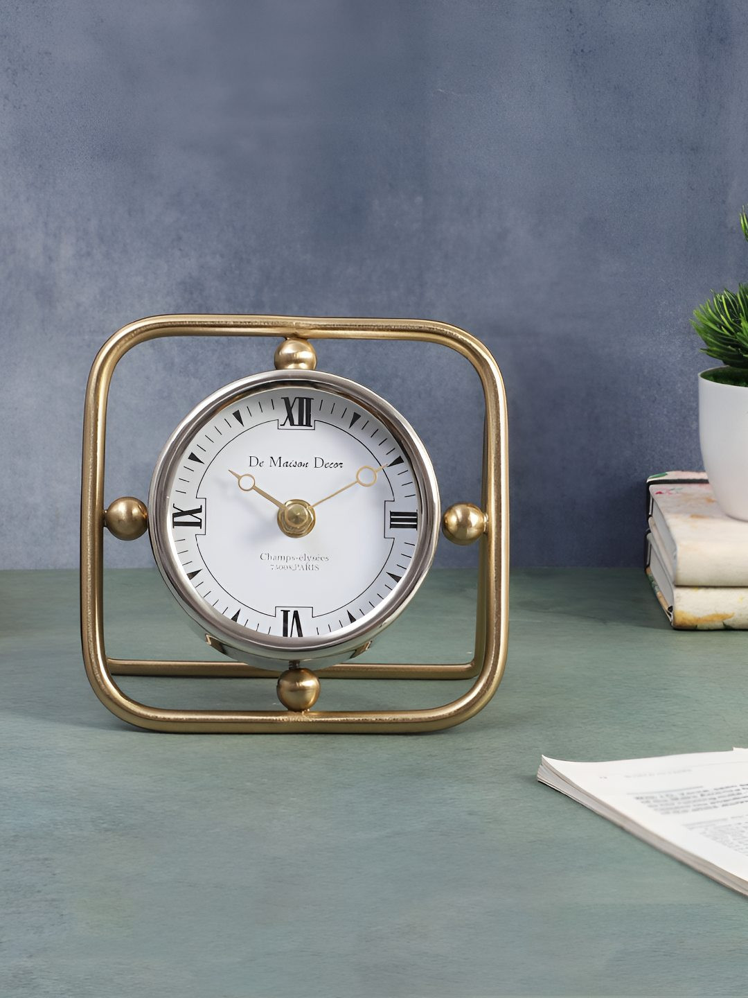 Decor de Maison Silver-Toned & Gold-Toned Table Clock