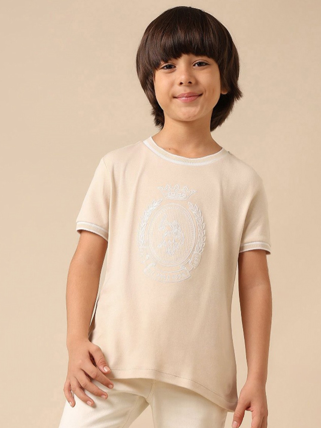 Uspa Kids Boys Brand Embroidered Pure Cotton T-shirt