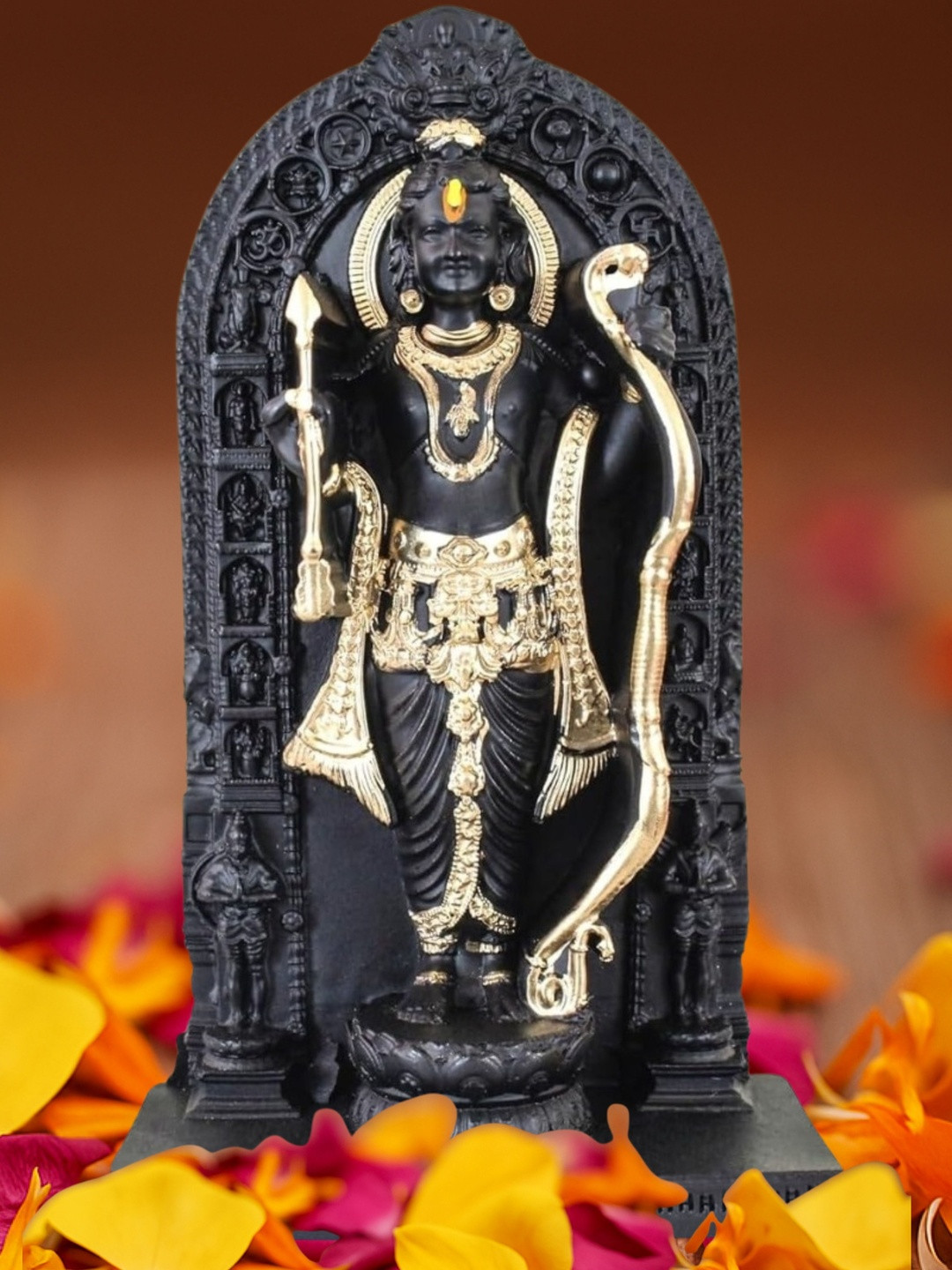 Tiny Shiny Black Religious Ram Lala Statue Idol Showpiece