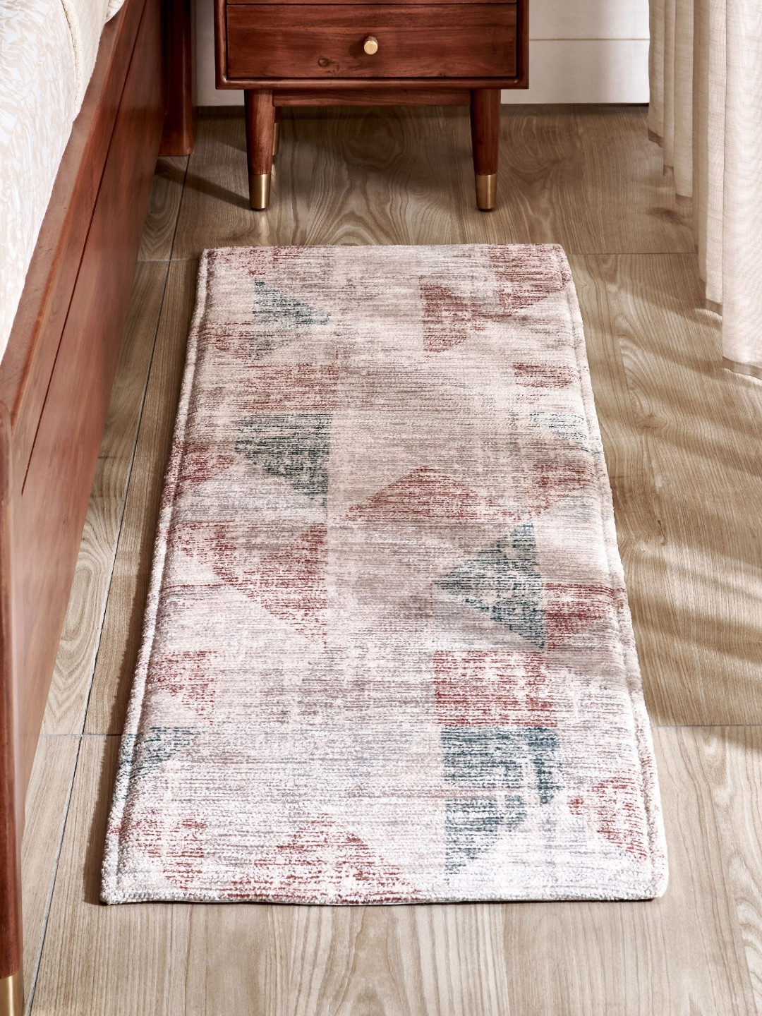 Home Centre Beige Colored Woven Bedside Runner