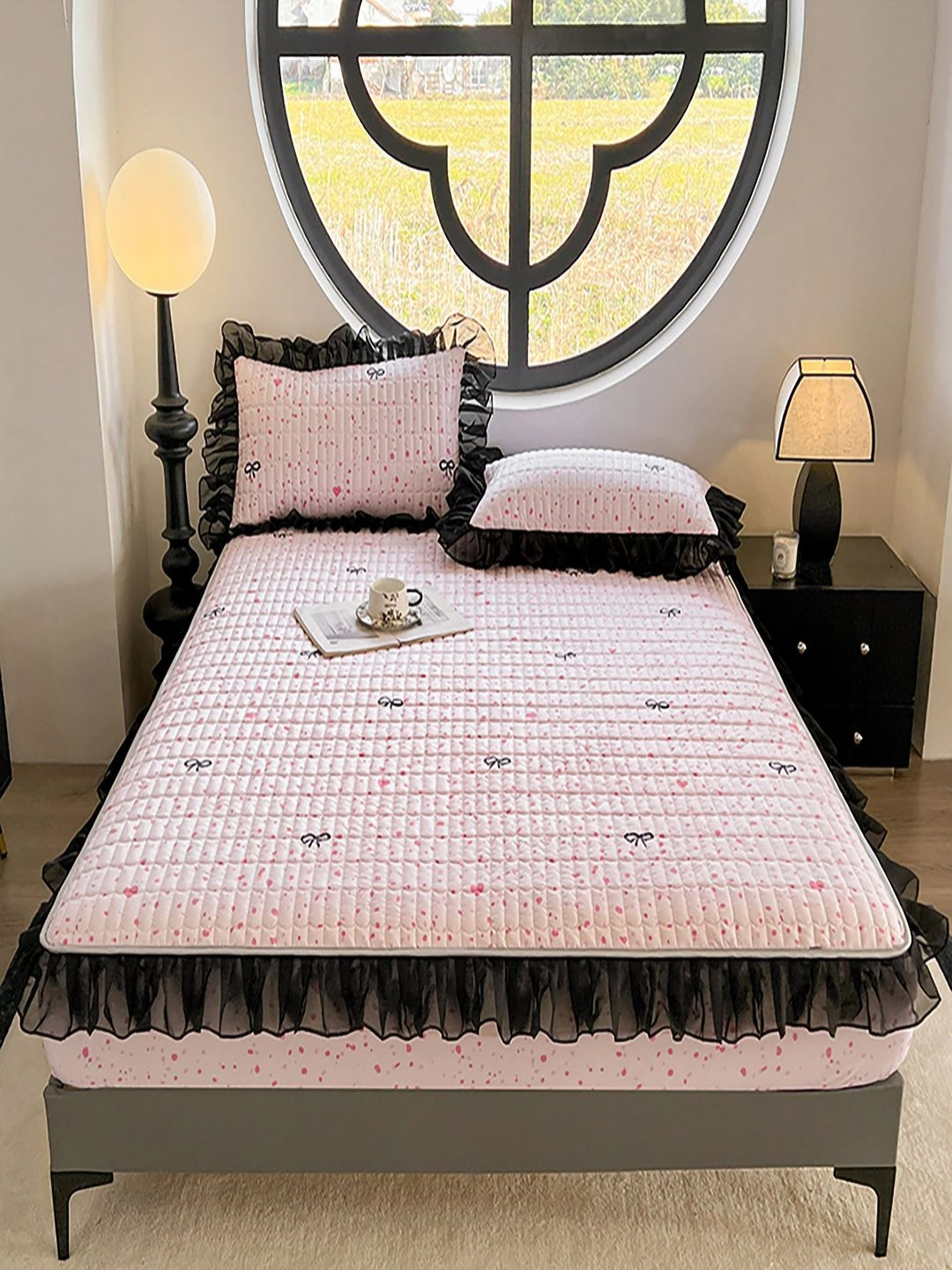 JC HOME Pink 150 TC Queen Bedsheet - 1.5 m x 2 m