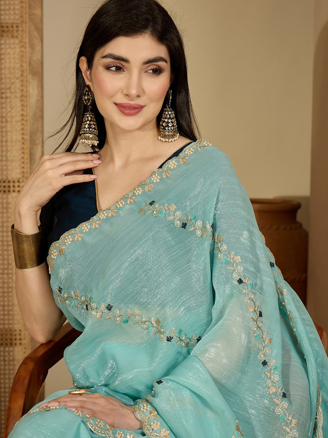 Sangria Embroidered Chiffon Saree