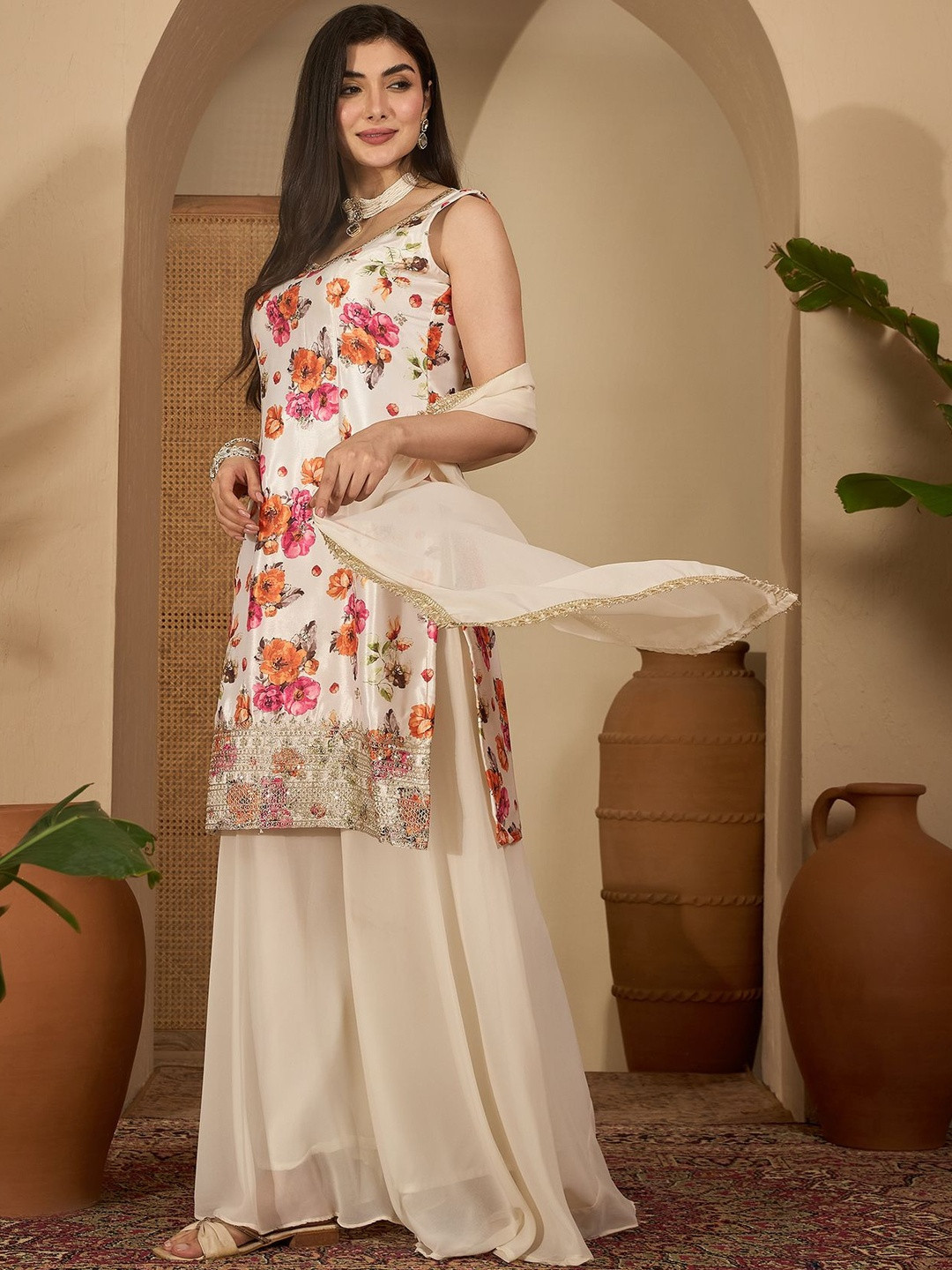 Sangria Women Off White Kurta Sets
