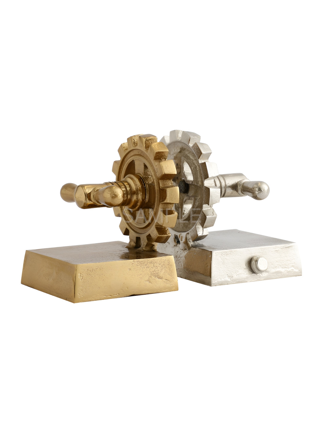 Decor de Maison Silver-Toned & Gold Toned The Gearlock Bookend Showpiece